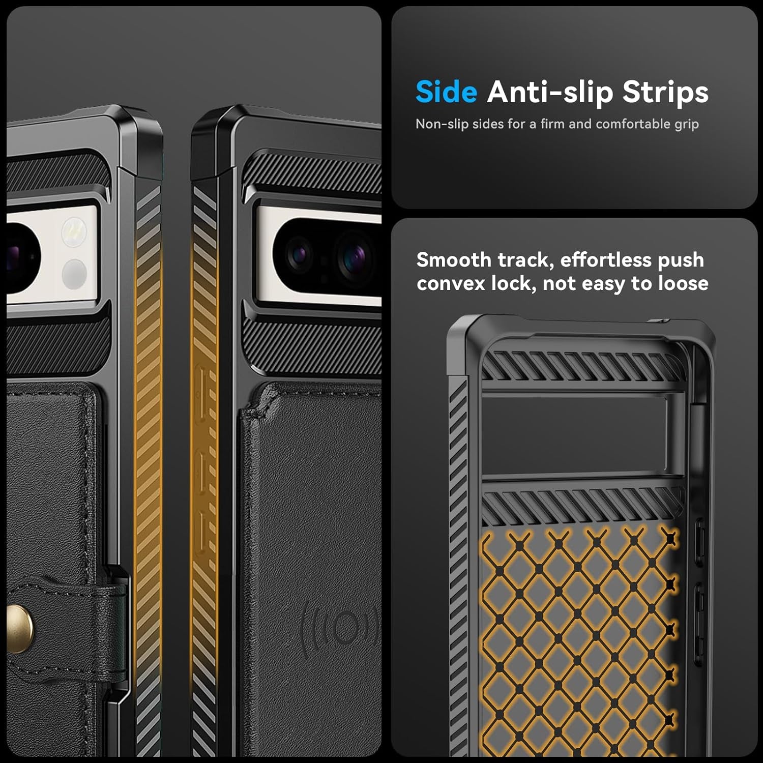 For Google Pixel 8 Pro Case with Card Holder(5 Cards), Google 8 Pro Wallet Case Built-In Kickstand Magnetic Flip Snap Soft TPU+PU Leather Durable Shockproof Case for Google 8 Pro (Black)  GooseBox   