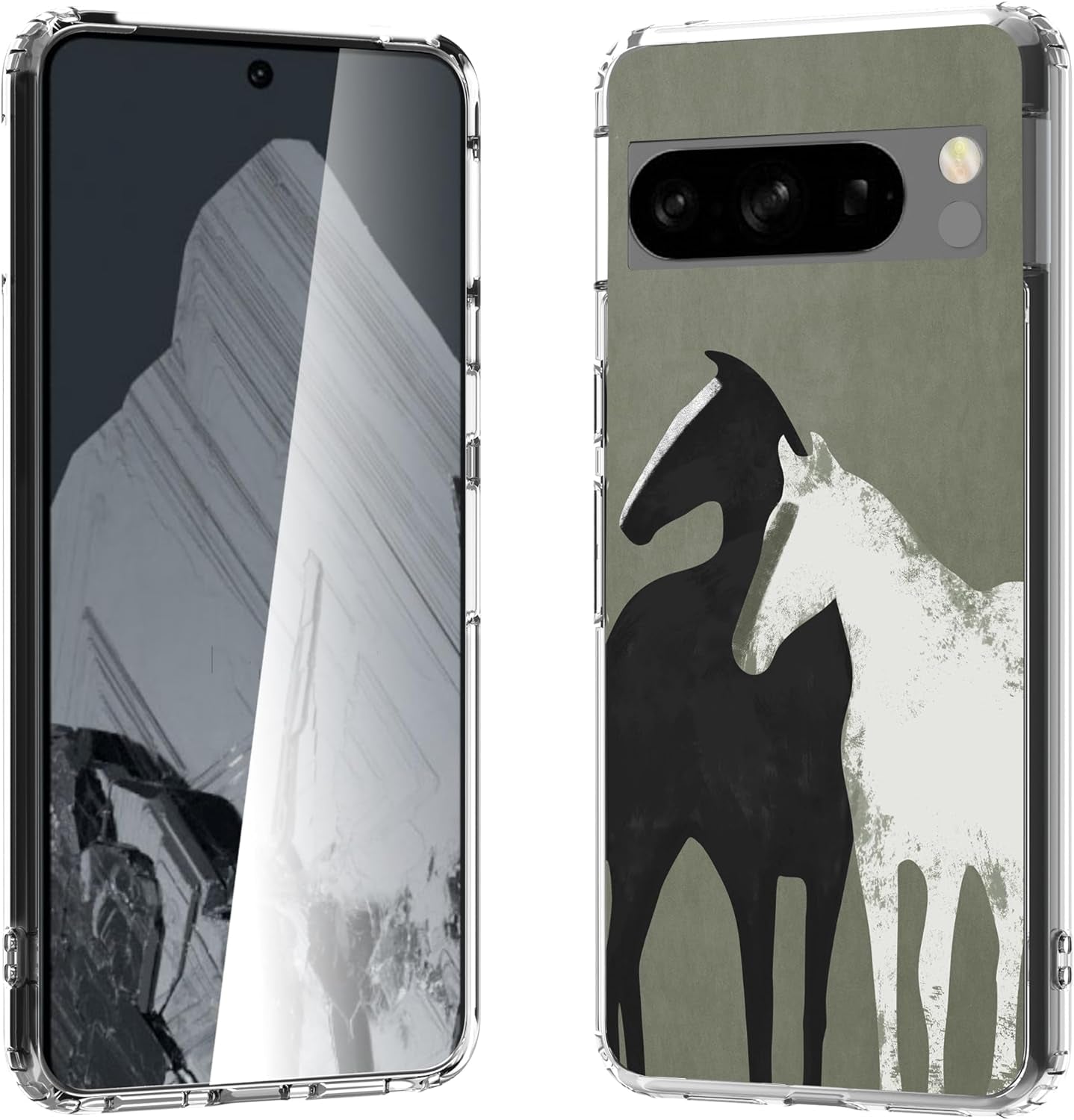 For Google Pixel 8 Clear Case with 3D Flower Printing Design, TPU+PC Slim Shock-Proof Protective Floral Cover for Women Girls, 6.2“ (Pic 5)  YIKECASE C-6 Google Pixel 8 Pro 