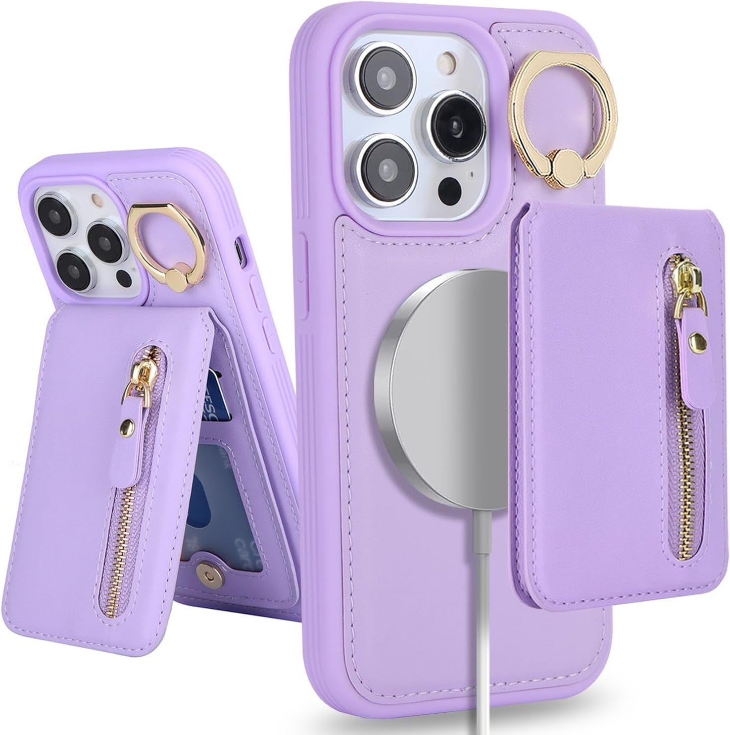 DEYHU Iphone 15 Pro Case with Card Holder, Iphone 15 Pro Phone Case Wallet for Women Magsafe Compatible Wallet Detachable 2-In-1 for Men-Dark Blue  DEYHU   