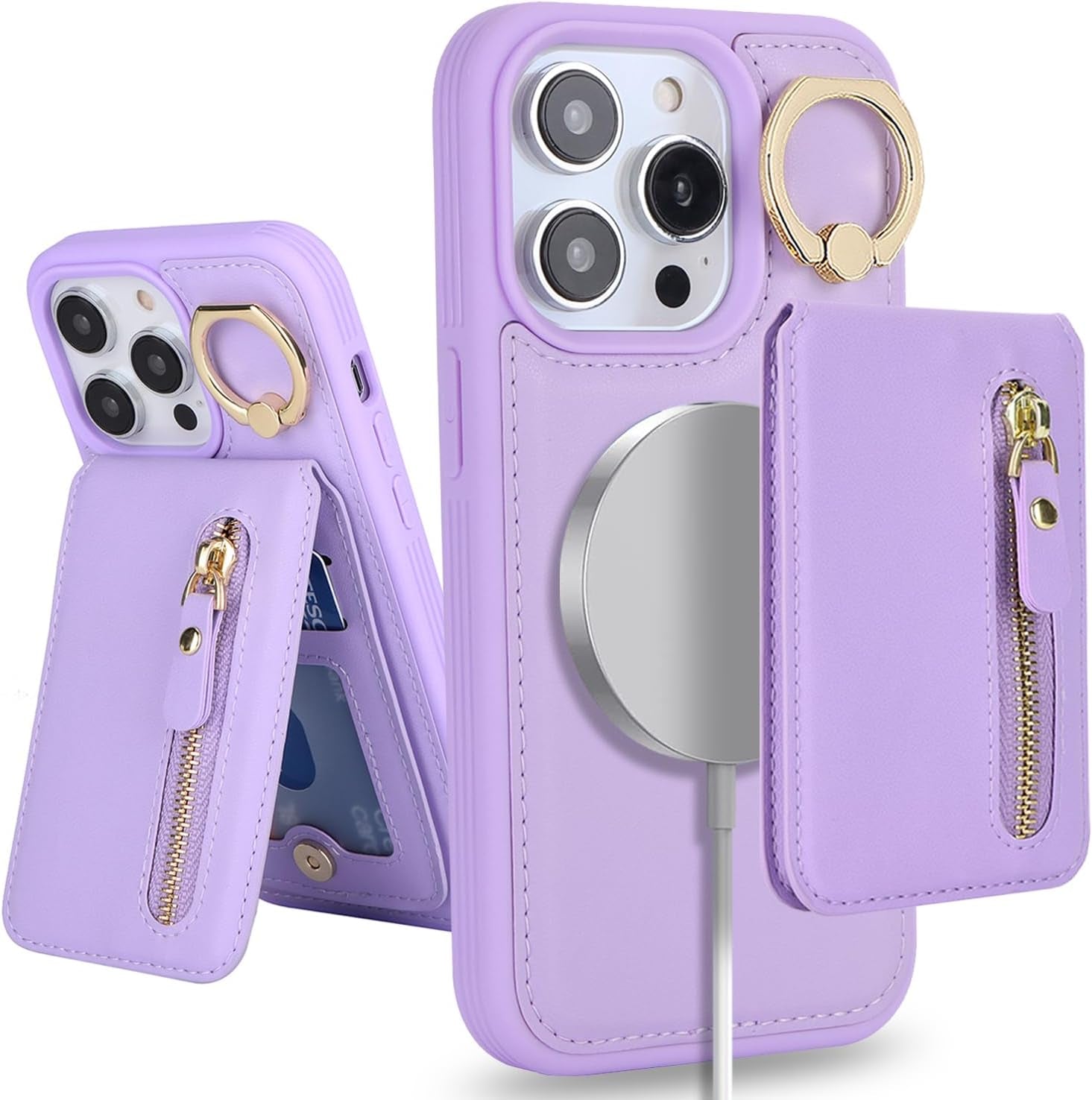 DEYHU Iphone 15 Pro Case with Card Holder, Iphone 15 Pro Phone Case Wallet for Women Magsafe Compatible Wallet Detachable 2-In-1 for Men-Dark Blue  DEYHU   