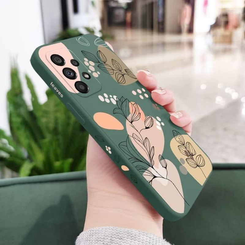 For Galaxy A53 5G Case for Women Girls Cute Plants Leaf Camera Lens Protector Soft TPU Bumper Slim Liquid Silicon Rubber Shockproof Protective Cover Phone Case for Samsung Galaxy A53 5G-Purple