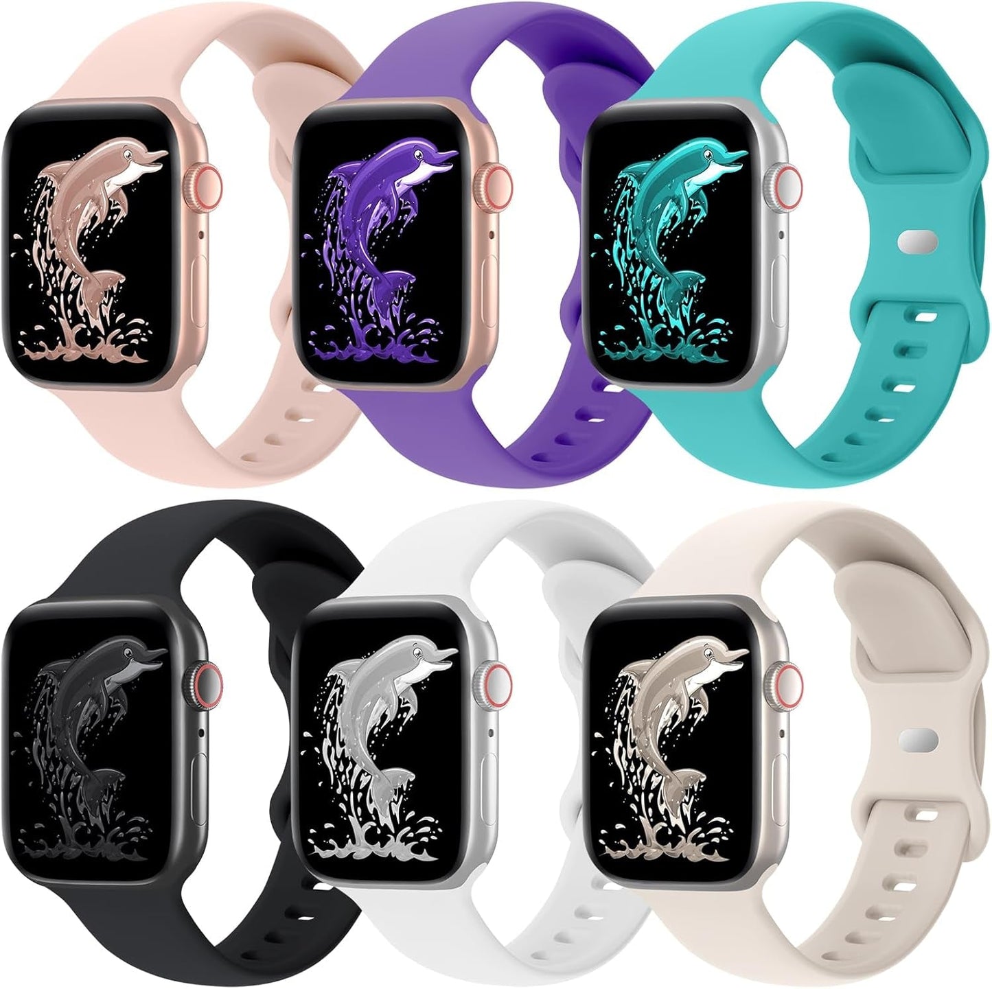 Acrbiutu 6 Pack Bands Compatible with Apple Watch 38Mm 40Mm 41Mm 42Mm 44Mm 45Mm 49Mm, Soft Replacement Silicone Sport Strap Wristbands for Iwatch Series Ultra/Ultra 2 9/8/7/6/5/4/3/2/1 SE Women Men