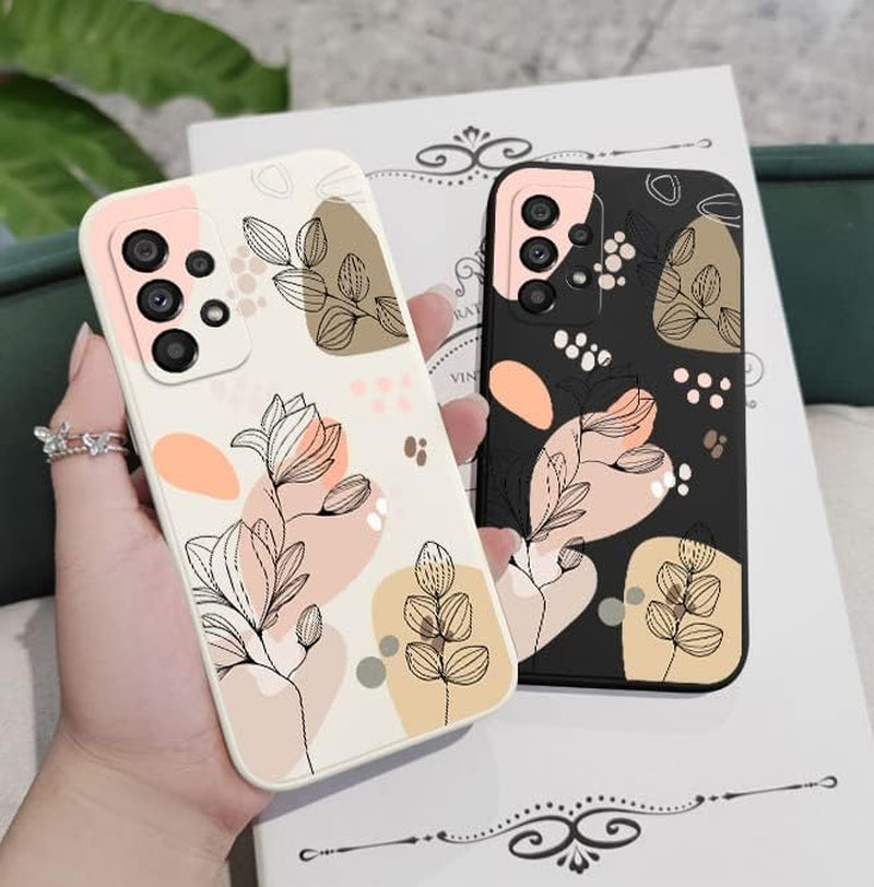 For Galaxy A53 5G Case for Women Girls Cute Plants Leaf Camera Lens Protector Soft TPU Bumper Slim Liquid Silicon Rubber Shockproof Protective Cover Phone Case for Samsung Galaxy A53 5G-Purple