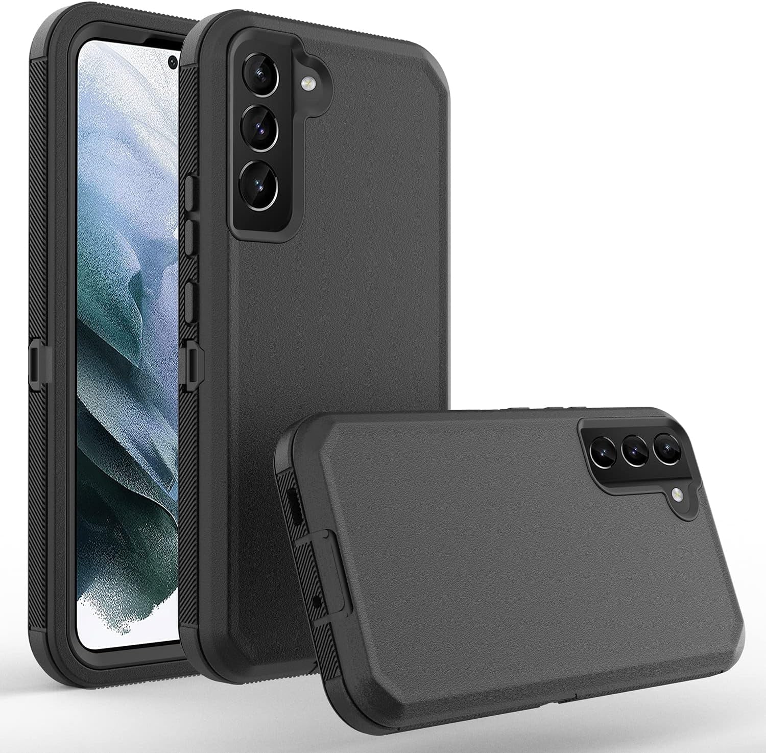 Designed for Samsung Galaxy S22 Case, Holster Protection Full Body Belt Clip Heavy Duty Case with Built in Screen Protector, Shockproof Protection Durable Cover (Black)