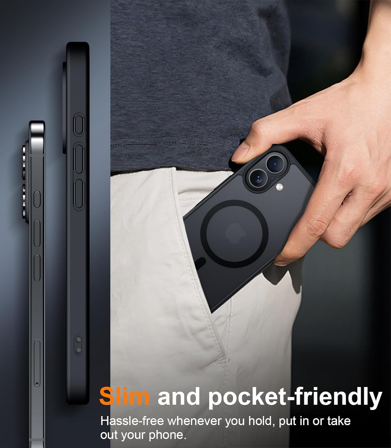 Red2Fire Designed for Iphone 17 Case Magnetic, (Compatible with Magsafe) (Military Grade Drop Protection) Translucent Matte Shockproof Phone Case for Iphone 17 6.3"-Black