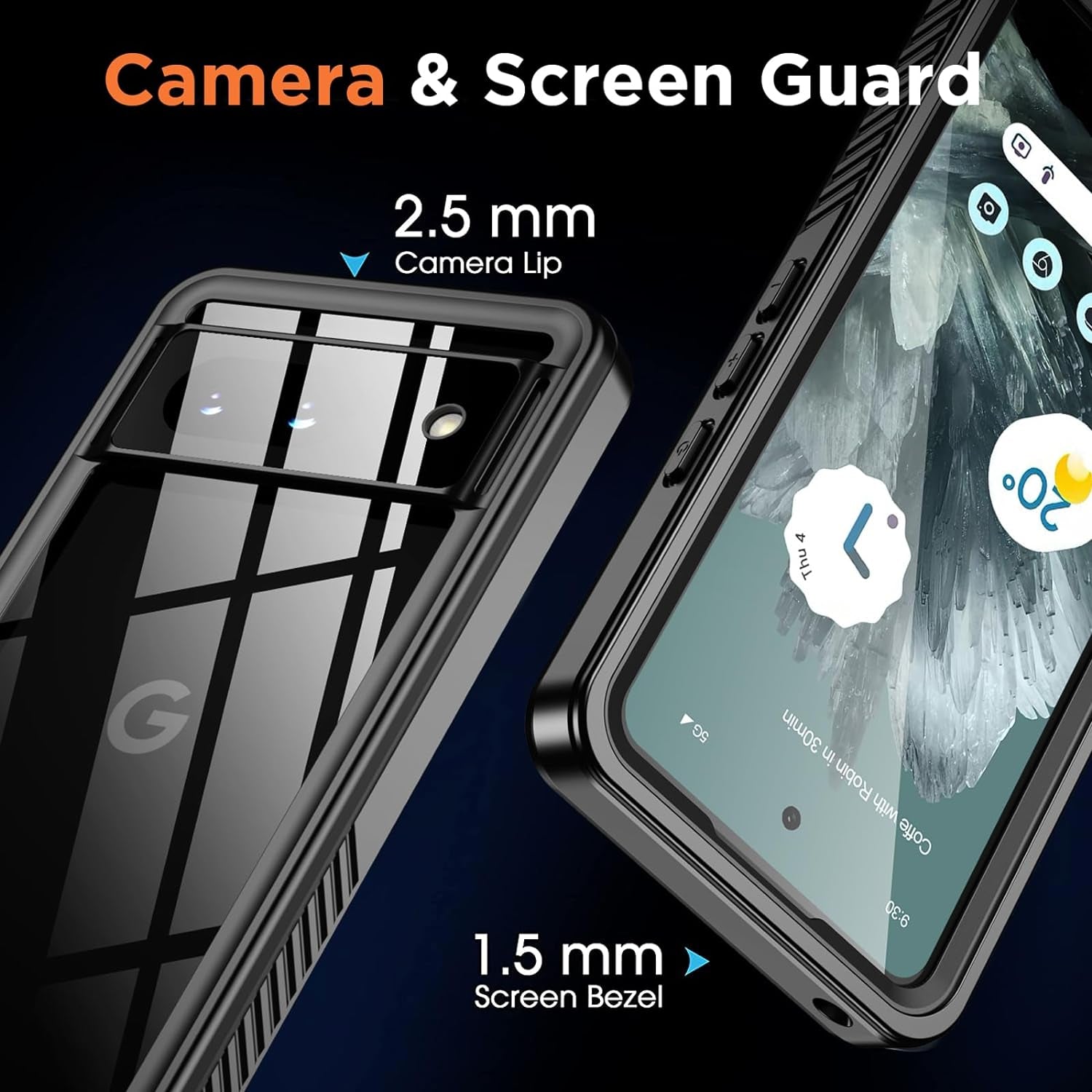 ANTSHARE for Google Pixel 8 Case, Pixel 8 5G Phone Case IP68 Waterproof with Built-In Screen Protector, Full Body Sealed Heavy Duty Shockproof Dustproof Snowproof Clear Case for Pixel 8 - Black  ANTSHARE   