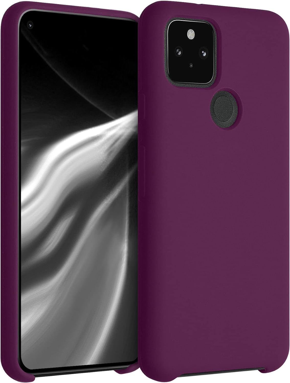 Kwmobile Case Compatible with Google Pixel 5 Case - TPU Silicone Phone Cover with Soft Finish - Blue Reef  KW-Commerce Bordeaux Violet  