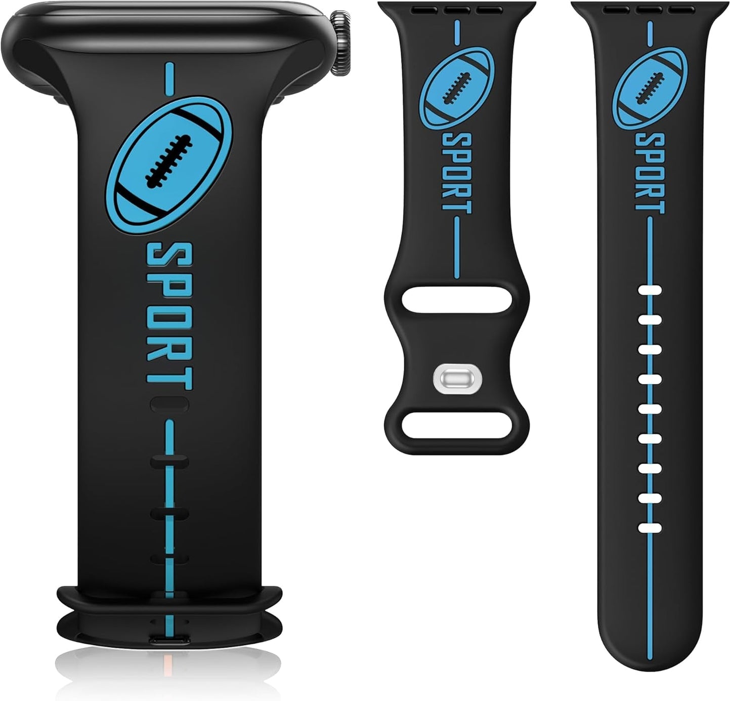 Designer Band for Apple Watch Band 38Mm 40Mm 41Mm 42Mm 44Mm 45Mm 49Mm Women Men,Silicone Waterproof Football Sport Strap for Iwatch Series 9 Ultra 8 7 6 5 4 3 2 1 SE Replacement Wristbands Grey Green