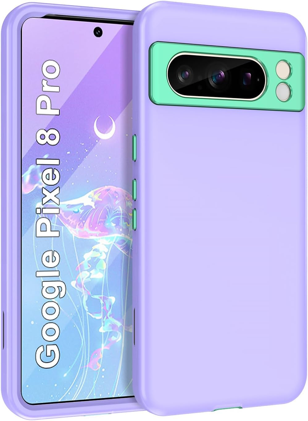Btscase for Google Pixel 8 Pro Case (2023), Marble Pattern 3 in 1 Heavy Duty Shockproof Full Body Rugged Hard Pc+Soft Silicone Drop Protective Women Girl Cover for Google Pixel 8 Pro, Blue Pink  Btscase Lavender  
