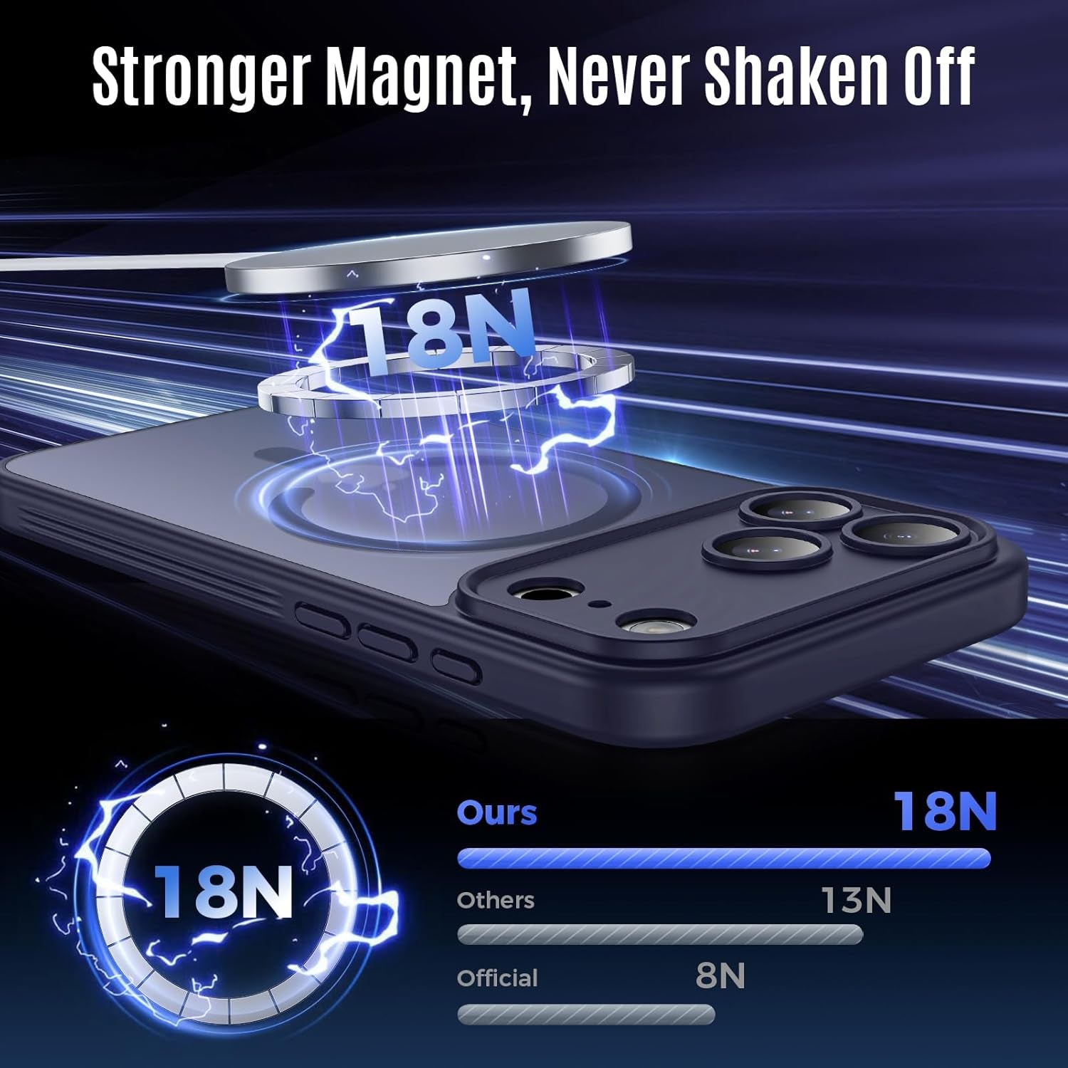 Designed for Iphone 17 Pro Max Case, Compatible with Magsafe, [Camera Protection] [15FT Military Drop Protection] Shockproof Translucent Matte Anti-Slip Phone Case, 6.9", Deep Blue