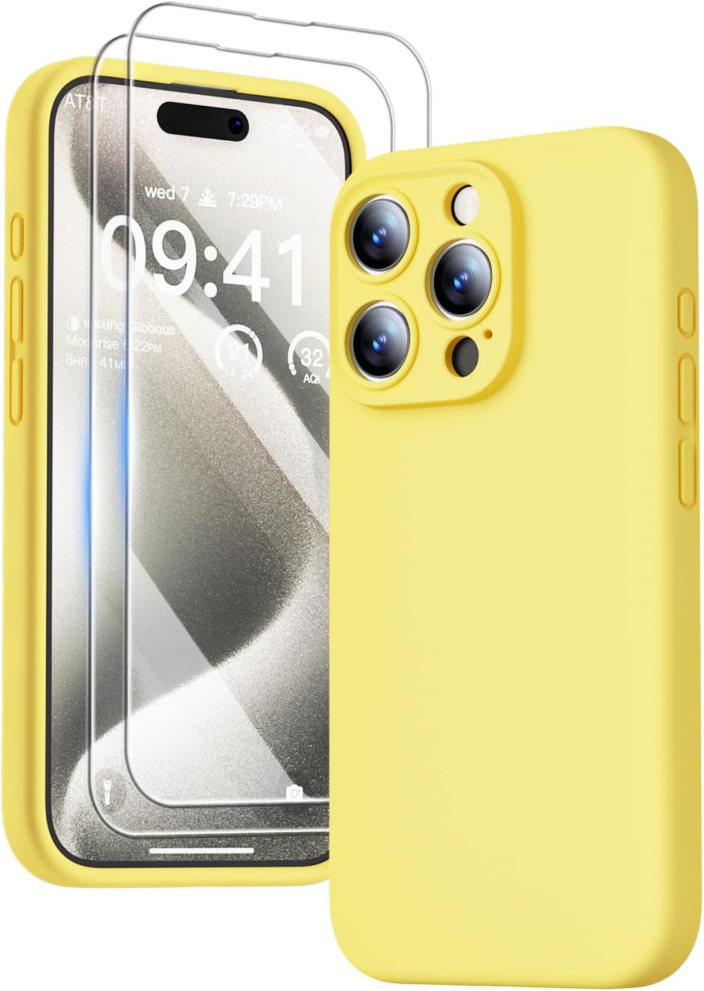 GOODVISH Compatible with Iphone 15 Pro Case, Silicone Upgraded [Enhanced Camera Protection] Phone Case with [2 Screen Protectors], Soft Anti-Scratch Microfiber Lining Inside, 6.1 Inch, Brown  GOODVISH   