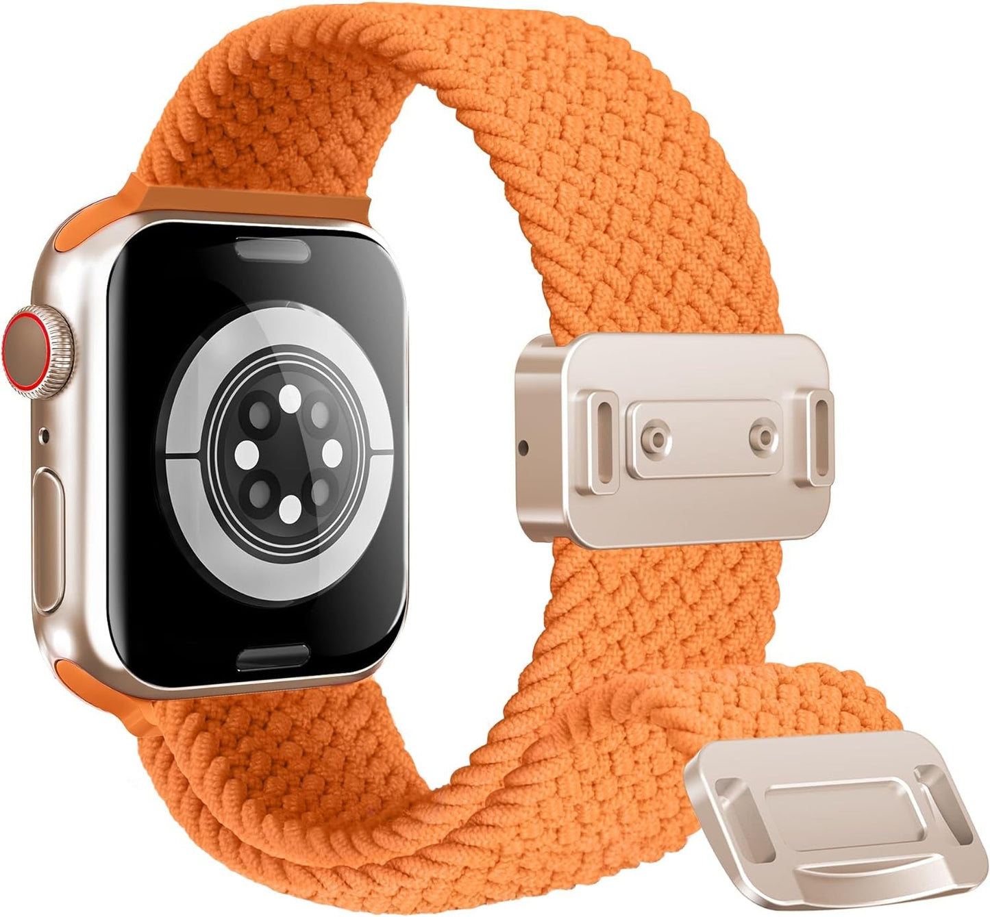 Arae 2 Pack Magnetic Stretchy Watch Band Compatible for Apple Watch Band 38Mm 40Mm 41Mm,Comfortable Straps Wristbands for Iwatch Series 9 8 7 6 5 4 SE 3 2 1 Ultra 1 2 Women Men,Starlight+Orange