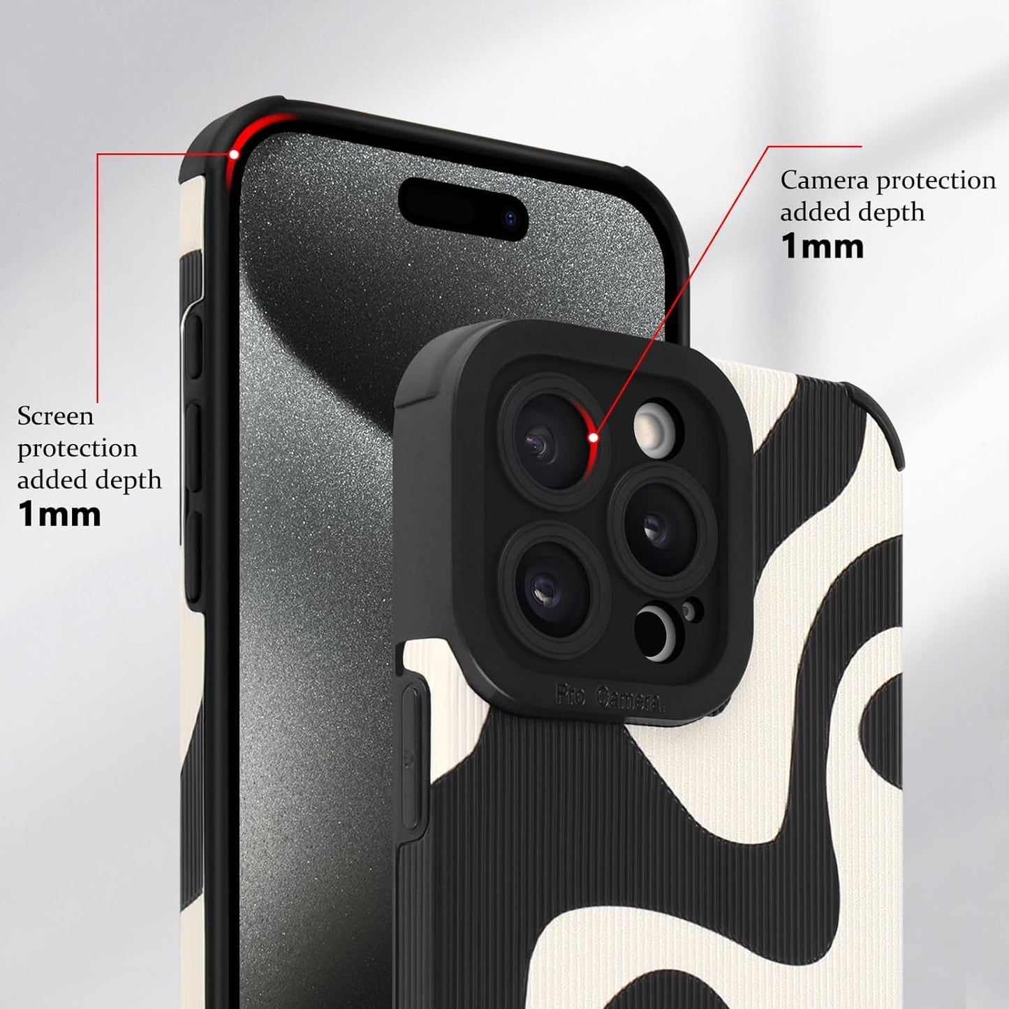 Newseego for Iphone 15 Pro Max Case, Cute Zebra Wave Pattern Design Case for Women Girls Soft TPU Bumper Anti-Scratch Shockproof Full Camera Protective Case Cover for Iphone 15 Pro Max-Black White  Generic   