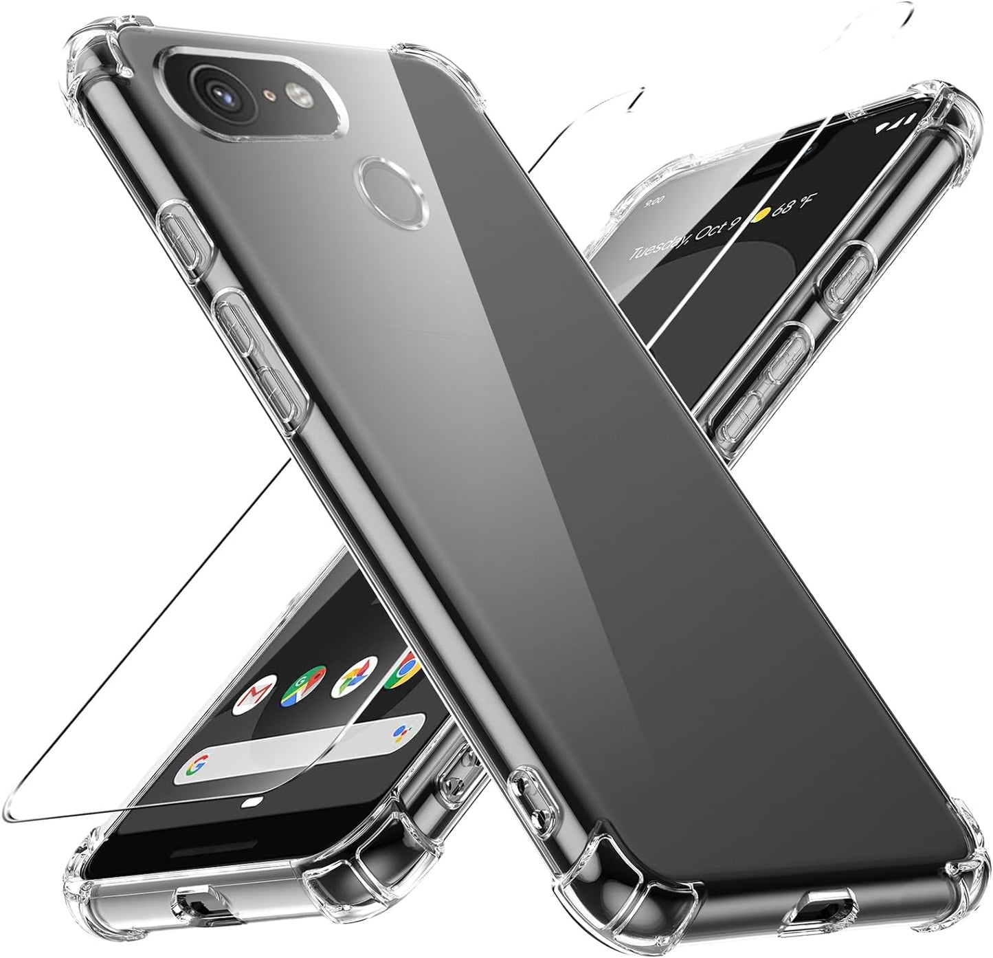 Case for Google Pixel 4A 5G Phone Case, with 1 Piece Screen Protector, TPU Bumper Shockproof Silicone Fullbody Protective Case Cover for Google Pixel 4A 5G, Transparent  Ikziwreo Transparent Google Pixel 3 Xl 