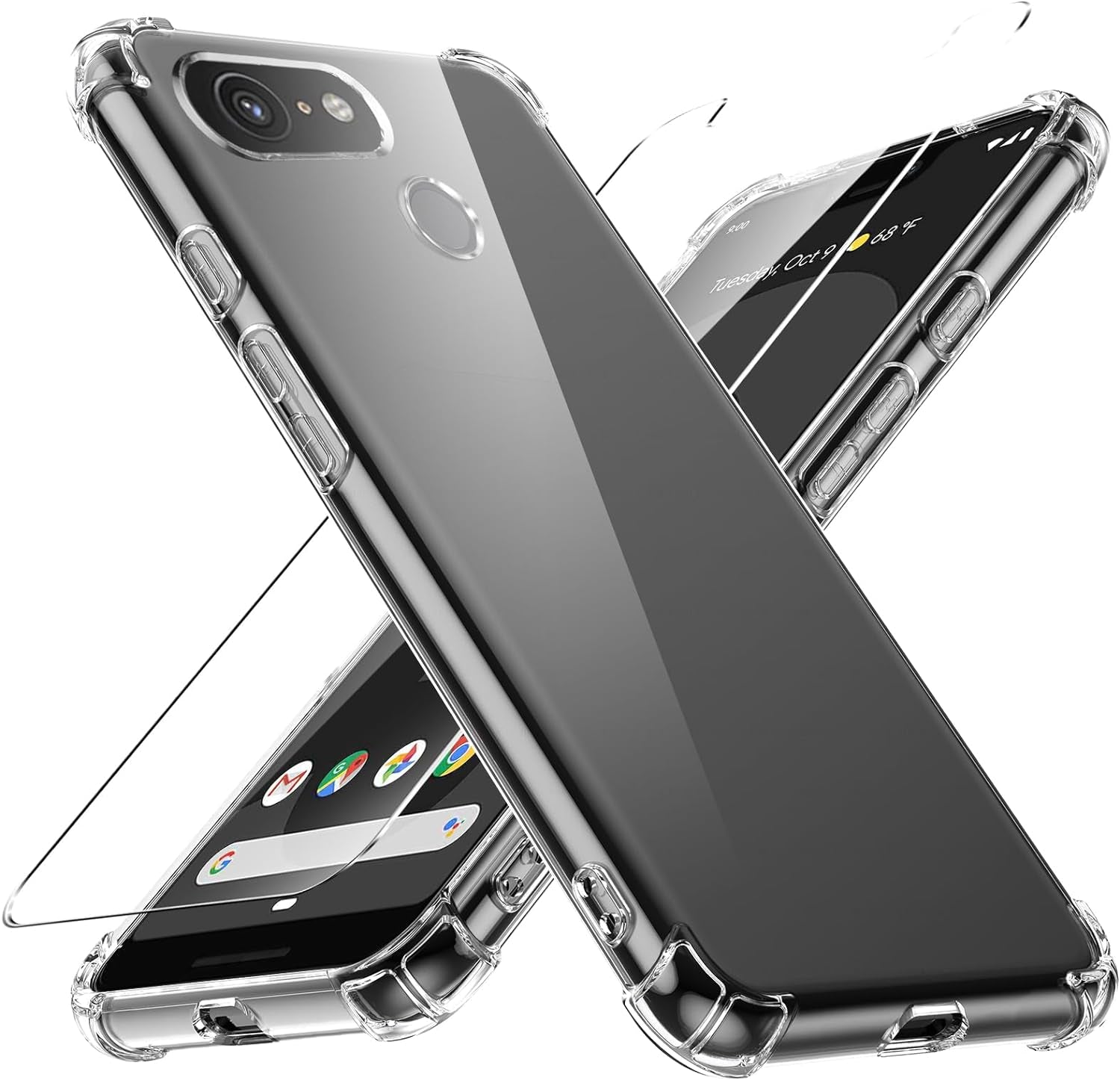 Case for Google Pixel 4A 5G Phone Case, with 1 Piece Screen Protector, TPU Bumper Shockproof Silicone Fullbody Protective Case Cover for Google Pixel 4A 5G, Transparent  Ikziwreo Transparent Google Pixel 3 Xl 