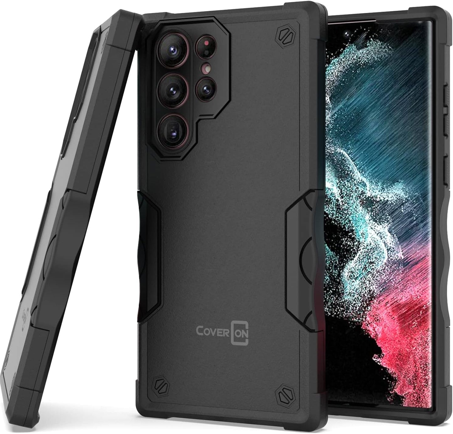 Coveron Rugged Designed for Samsung Galaxy S22 Ultra Case, Military Grade Heavy Duty Phone Cover Grip - Pearl White