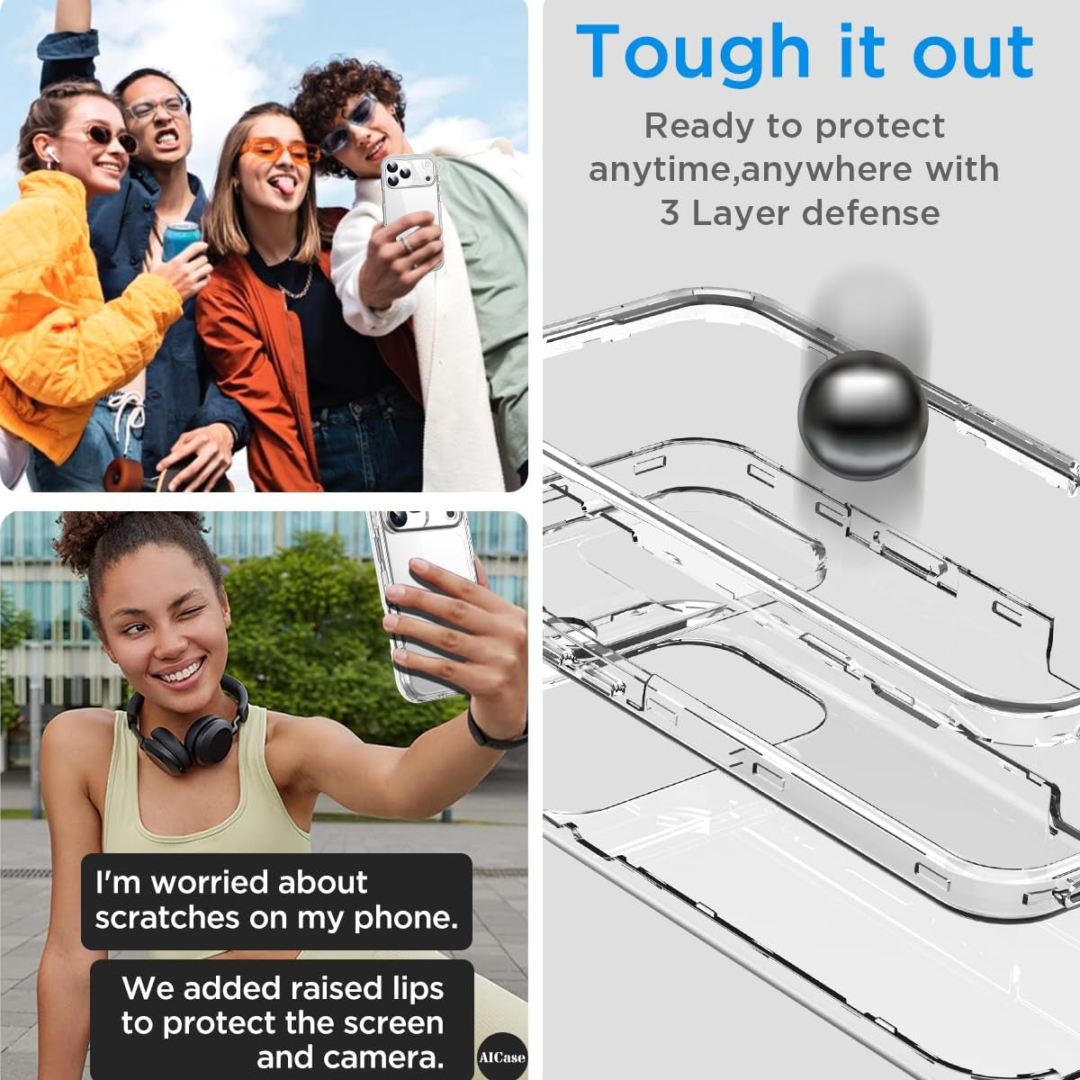 Aicase for Iphone 17 Pro Max Clear Case(6.9"),Heavy Duty Drop Protection Full Body Rugged Shockproof/Dust Proof 3-Layer Military Protective Tough Durable Phone Cover for Iphone 17 Pro Max 2025_59