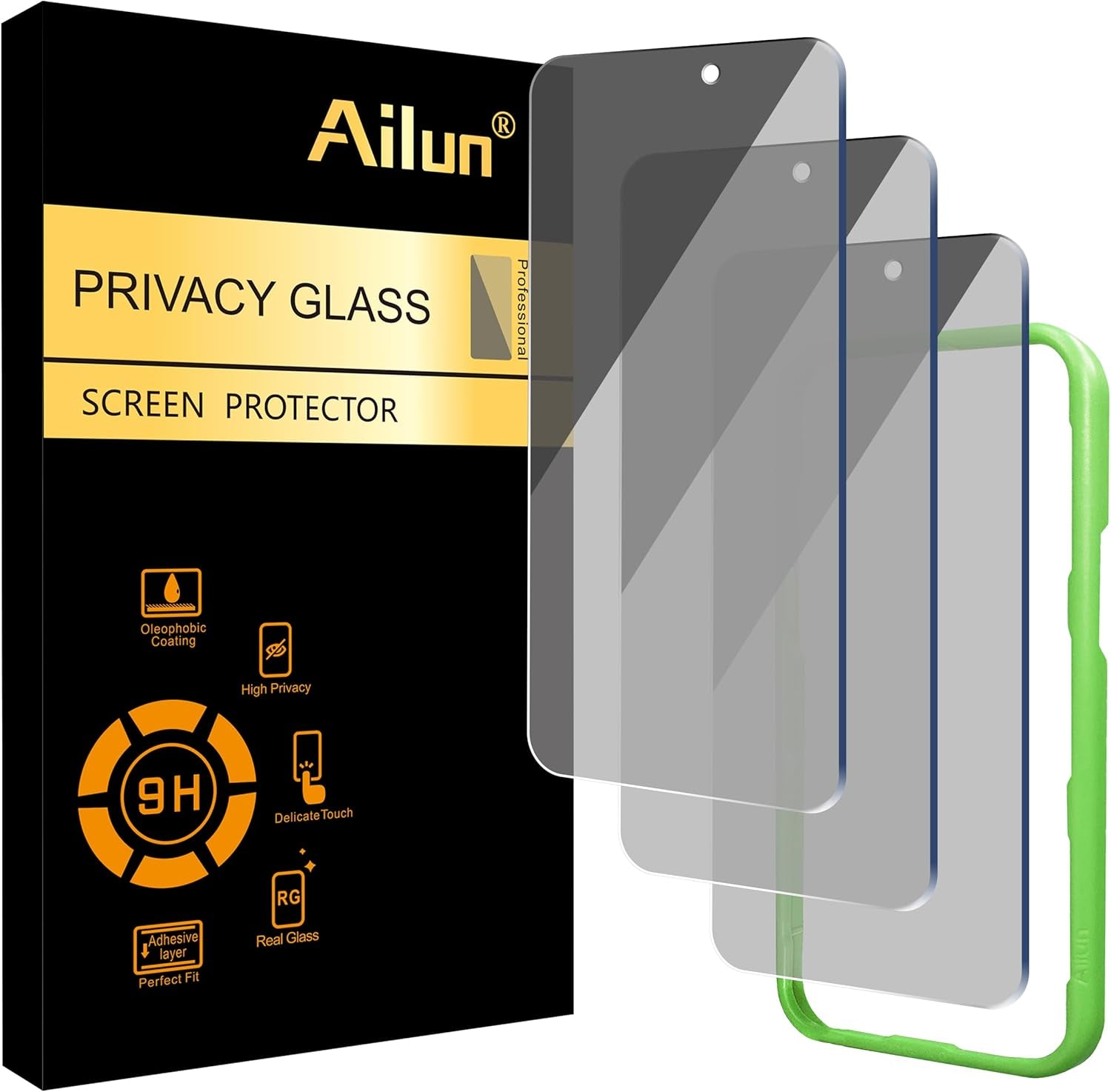 Ailun 3 Pack for Iphone 17 Pro Privacy Screen Protector [6.3 Inch] with Installation Frame, anti Spy Private Tempered Glass Anti-Scratch Case Friendly