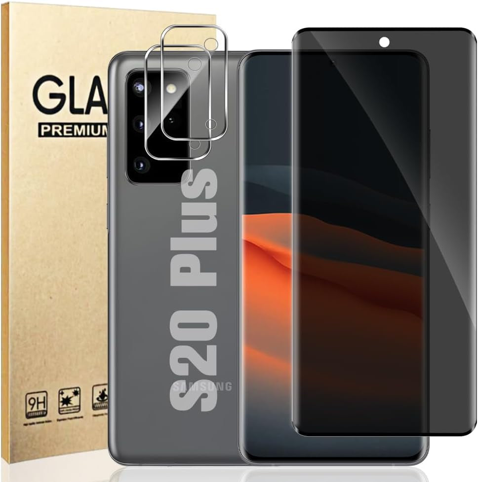 2+2 Pack Galaxy S22 Ultra 5G Privacy Screen Protector and Camera Lens Protection,Anti-Spy Tempered Glass, 3D Full Coverage, Fingerprint Unlock, Free of Bubbles for Samsung Galaxy S22 Ultra 6.8 Inch