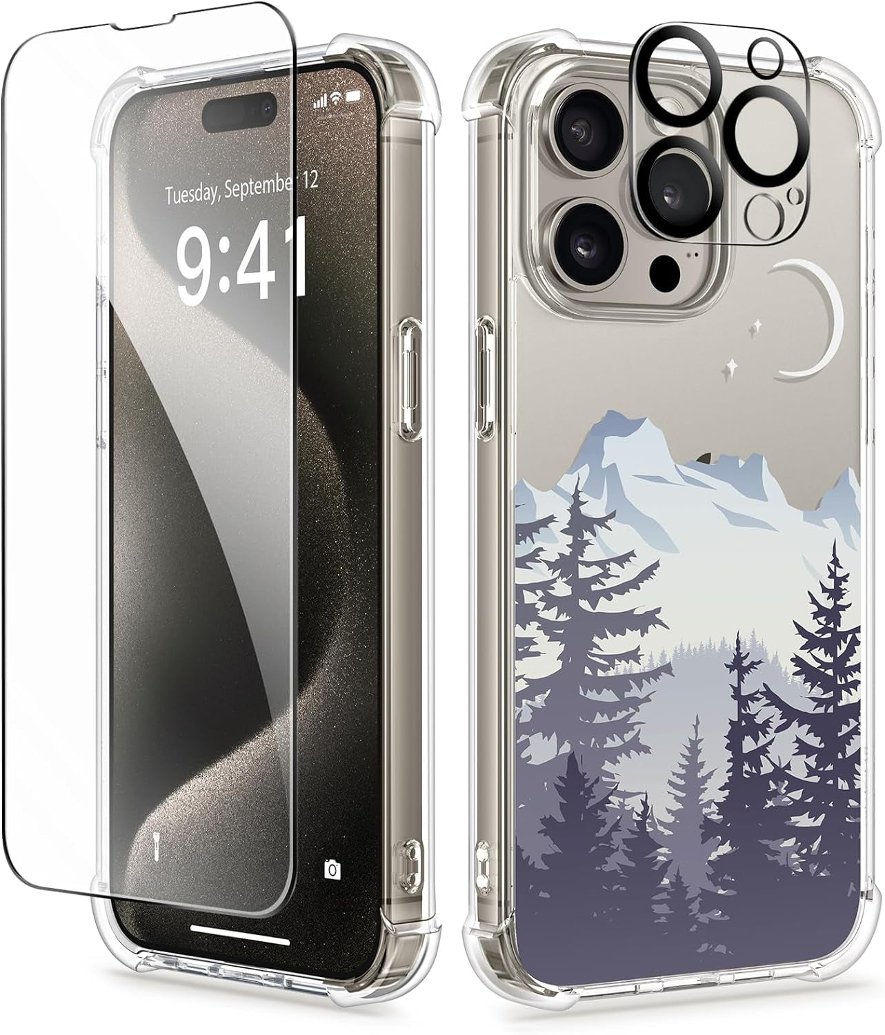 GVIEWIN for Iphone 15 Pro Case Floral, with Screen Protector+Camera Lens Protector, [Not Yellowing] Slim Shockproof Clear Phone Protective Cover for Women, Flower Pattern Design (Ranunculus/Pink)  GVIEWIN   