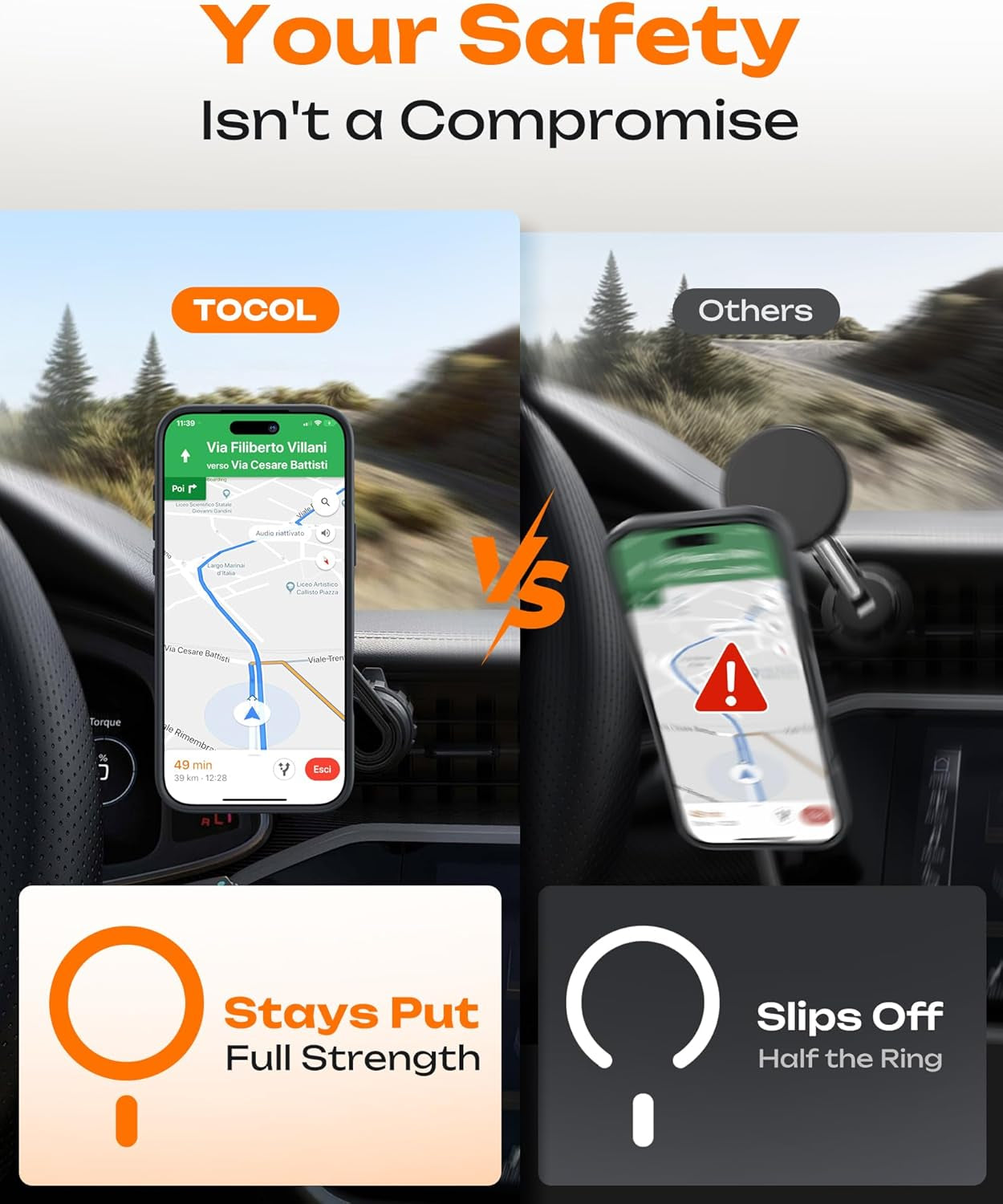 TOCOL for Iphone 17 Pro Case, Compatible with Magsafe, Full Camera Protection, Built-In Magnetic Ring, Drop Protection, Translucent Matte Phone Case for Iphone 17 Pro 6.3 Inch (Black)