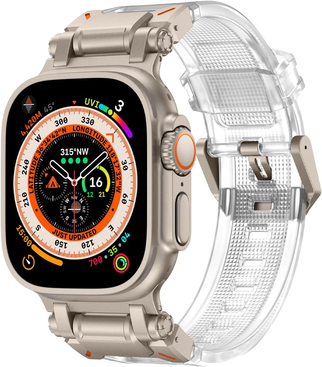 FULLIFE for Apple Watch Band for Apple Watch Ultra Band Apple Watch Ultra 2 49Mm for Men, Silicone Rubber Bands for Series 9/8/SE2/7/6/SE/5/4/3/2/1 45Mm 44Mm 42Mm Stainless Steel Metal Connector Band