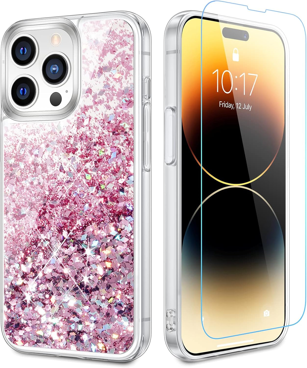 Caka for Iphone 14 Pro Case, Iphone 14 Pro Case Glitter Christmas for Women Girls Girly Bling Sparkle Flowing Floating Snowflake Quicksand Clear Phone Case Cover for Iphone 14 Pro 6.1 Inch Snowman  Caka   