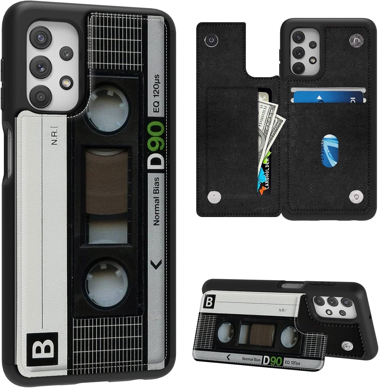 Case for Samsung Galaxy A14 5G Wallet Phone Case with Card Holder,Pu Leather Kickstand Card Slot Cover for Women Men (Dual Magnetic Clasp+Rfid Blocking)-Bald Eagle with Flag