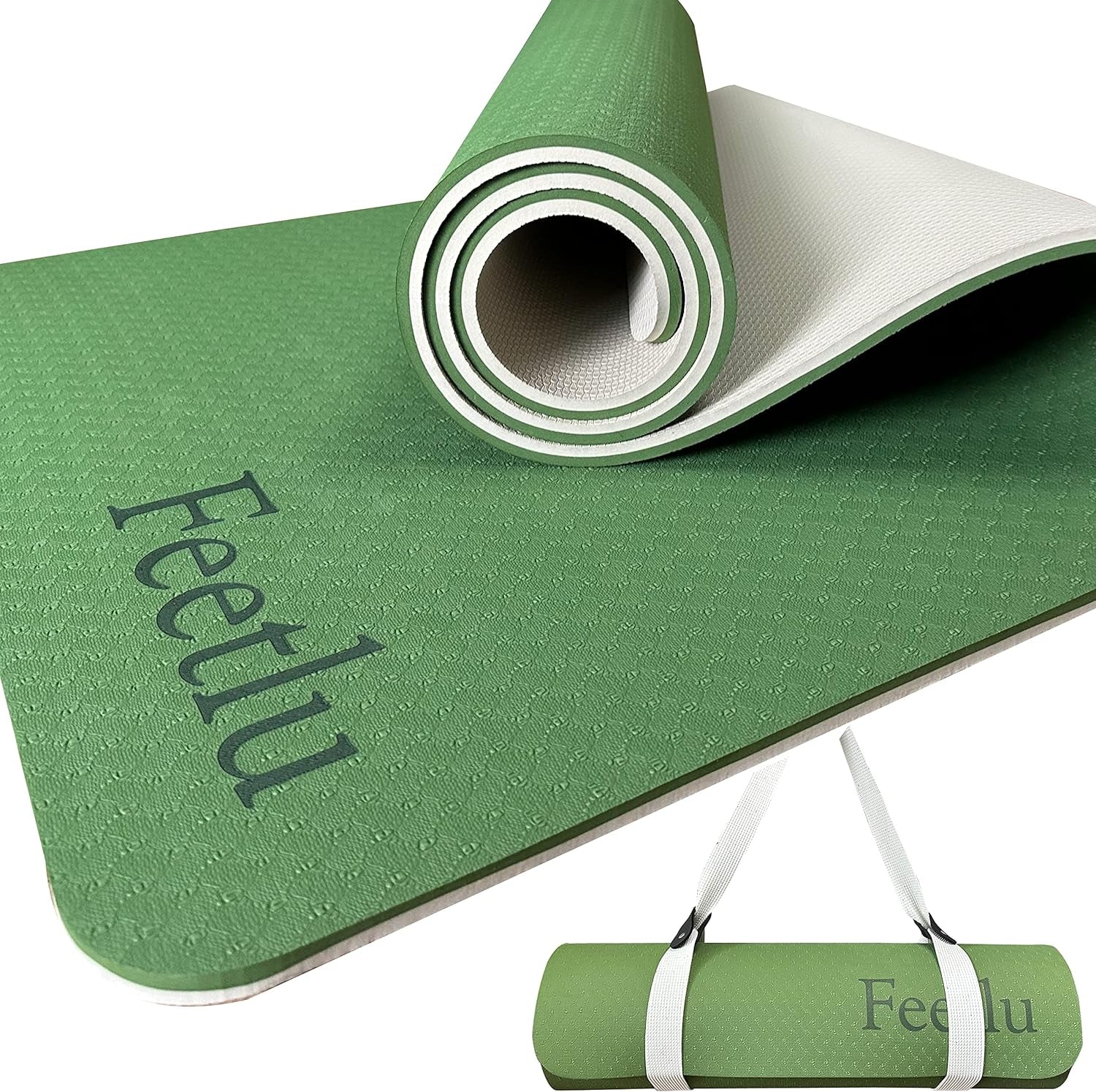 10Mm Thick Yoga Mat with Strap – Non-Skid Dual Surface, Eco-Friendly POE, for Women, Men, Kids. Perfect for Pilates, Yoga, Floor Workouts.