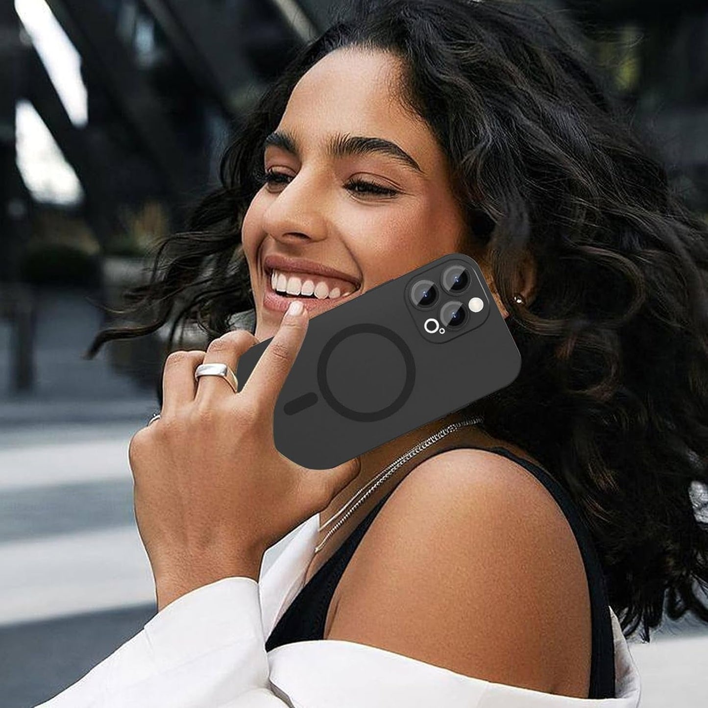 Ankofave Magnetic Case for Iphone 14 Pro Phone Case for Women, Matte Luxury Soft Metallic Luster Design with Camera Lens Protector, Compatible with Magsafe Case for Iphone 14 Pro 6.1"-Black  ankofave   