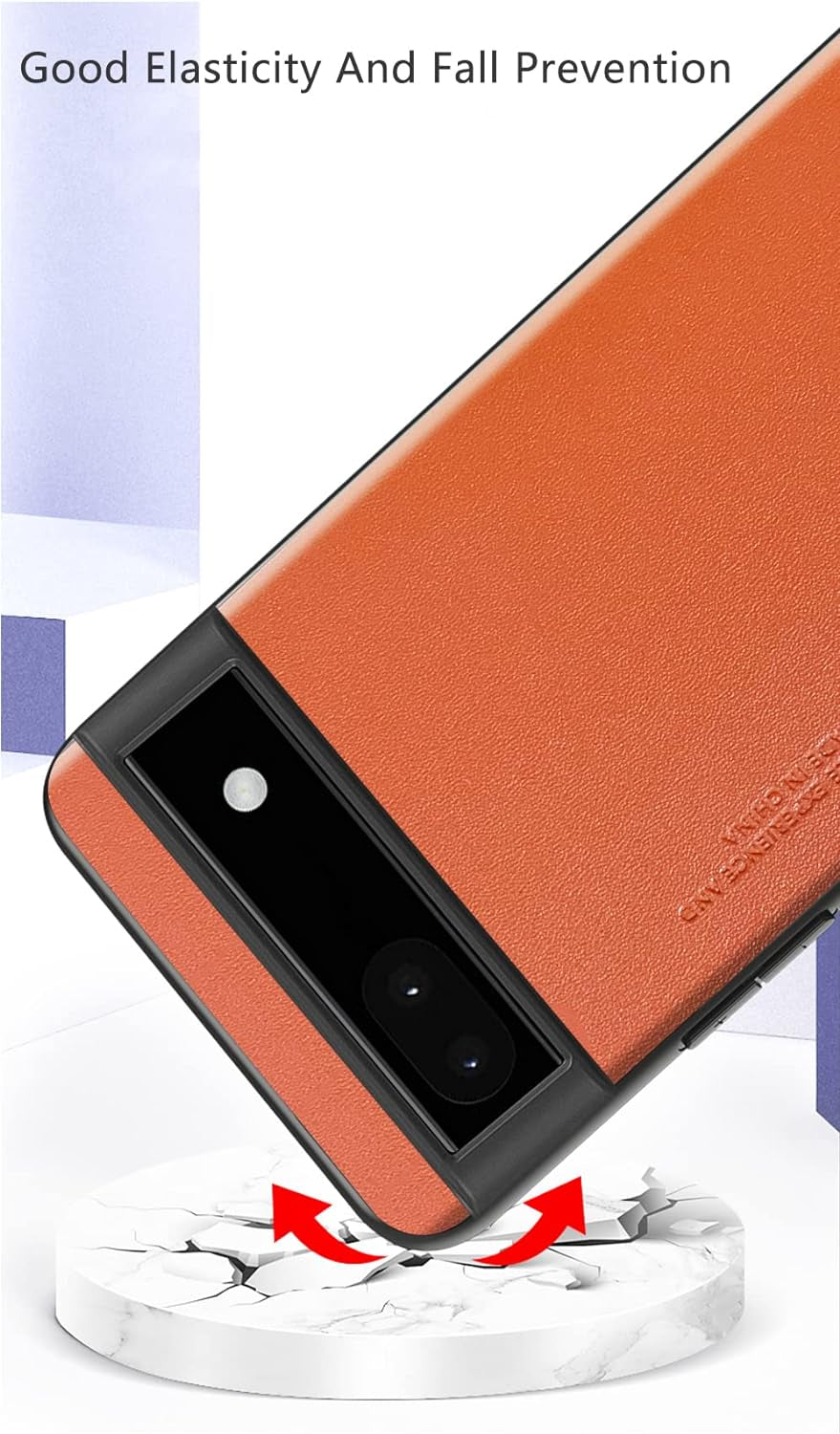 For Google Pixel 6A Case 5G (2022), Soft TPU Artificial Leather Case,Extremely Light Ultra-Light Camera Protection Leather Cover Case for Google Pixel 6A 5G(Orange)  Puxssul   