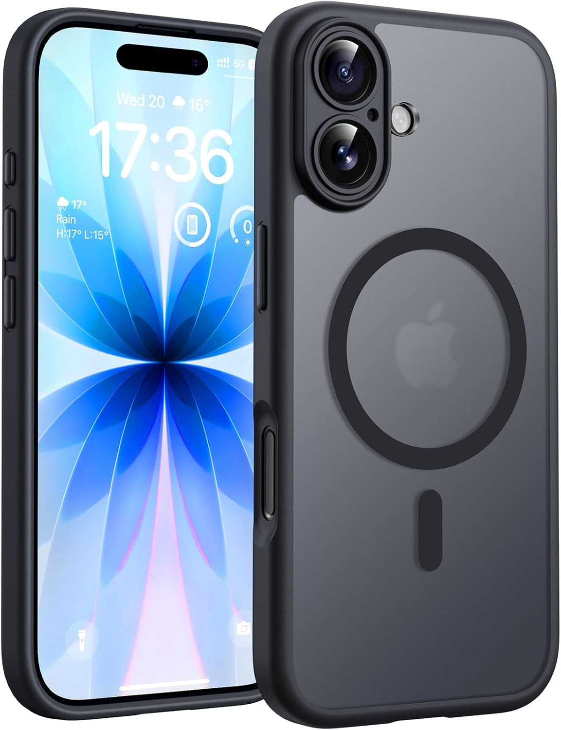 TOCOL for Iphone 17 Pro Case, Compatible with Magsafe, Full Camera Protection, Built-In Magnetic Ring, Drop Protection, Translucent Matte Phone Case for Iphone 17 Pro 6.3 Inch (Black)