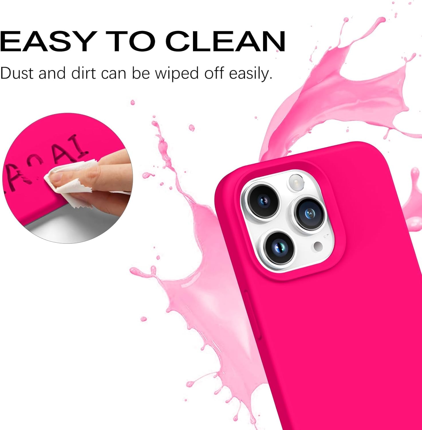 BENTOBEN for Iphone 15 Pro Case, Iphone 15 Pro Phone Case, Soft Silicone Gel Bumper Shockproof Phone Case, Anti-Scratch Protective Case Cover with Microfiber Lining for Iphone 15 Pro 6.1", Hot Pink  BENTOBEN   