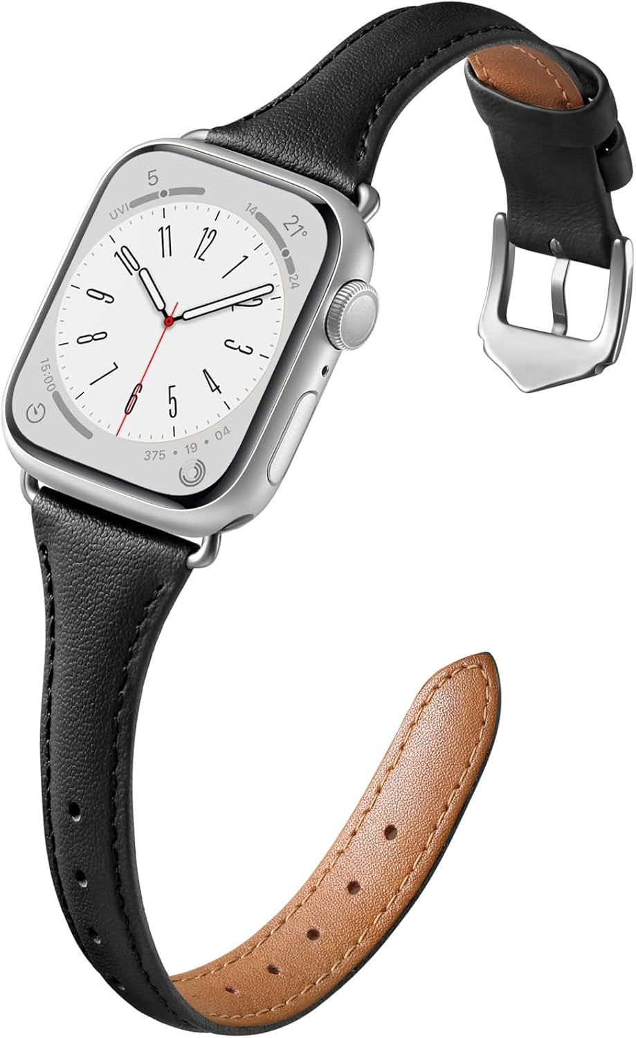 Daqin Slim Leather Band Compatible with Apple Watch Bands for Women 40Mm 38Mm 41Mm 42Mm 44Mm 45Mm 49Mm, Top Grain Genuine Leather Strap Thin Wristband for Iwatch Bands for Women Series 9 8 7 6 5 4 3 2 1 SE Ultra 2