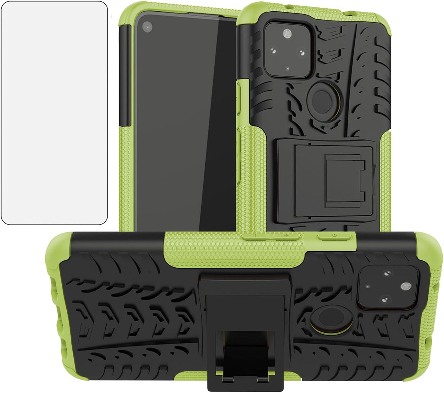 Asuwish Phone Case for Google Pixel 4A 5G 6.2 with Tempered Glass Screen Protector and Slim Stand Hybrid Heavy Duty Rugged Protective Cell Cover Pixel4A5G UW Pixel4A 5G Pixle A4 G5 4A5G Women Green  Asuwish Green For Pixel 4A 5G 