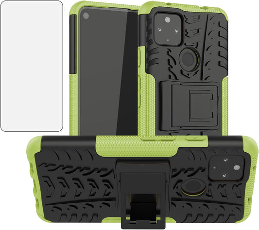 Asuwish Phone Case for Google Pixel 4A 5G 6.2 with Tempered Glass Screen Protector and Slim Stand Hybrid Heavy Duty Rugged Protective Cell Cover Pixel4A5G UW Pixel4A 5G Pixle A4 G5 4A5G Women Green  Asuwish Green For Pixel 4A 5G 