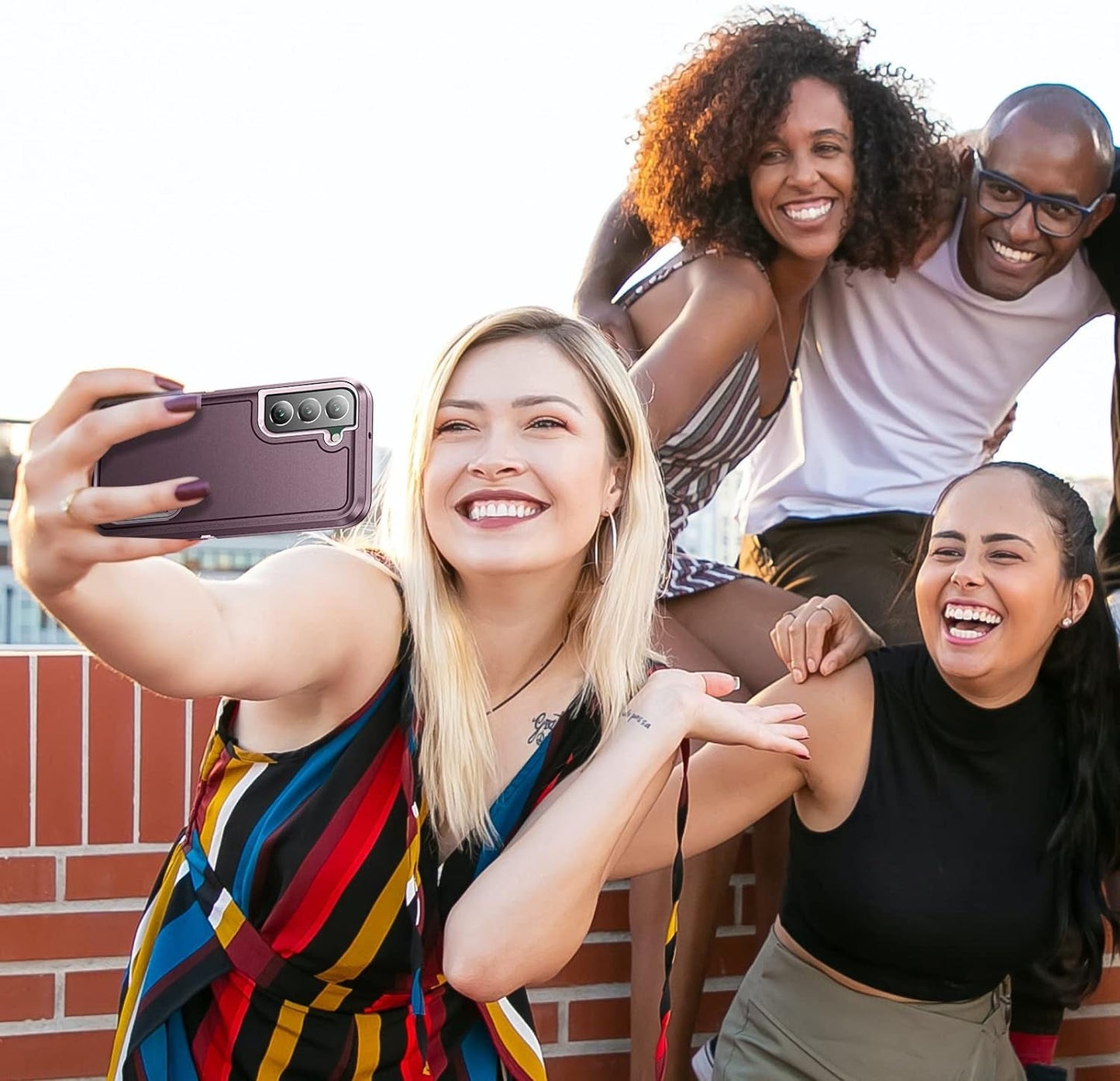 Case for Samsung Galaxy S22+ / S22 plus Heavy Duty [Built-In Kickstand ] Full Protection Dust/Drop Proof 3-Layer Durable Cover Case for Samsung Galaxy S22 plus 6.6 Inch(Purple + Pink)