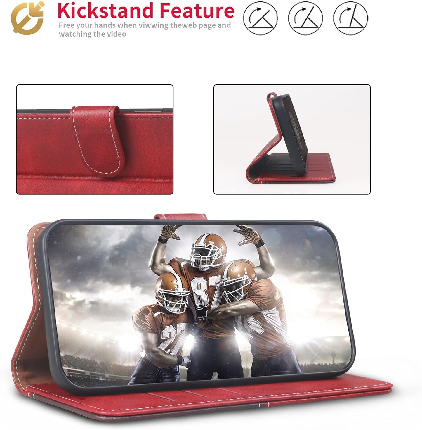 CIVICASEA for Samsung Galaxy S22+/Plus Wallet Case, Flip Case with RFID Blocking Credit Card Holder, PU Leather Matching Phone Case Samsung S22 plus Red&