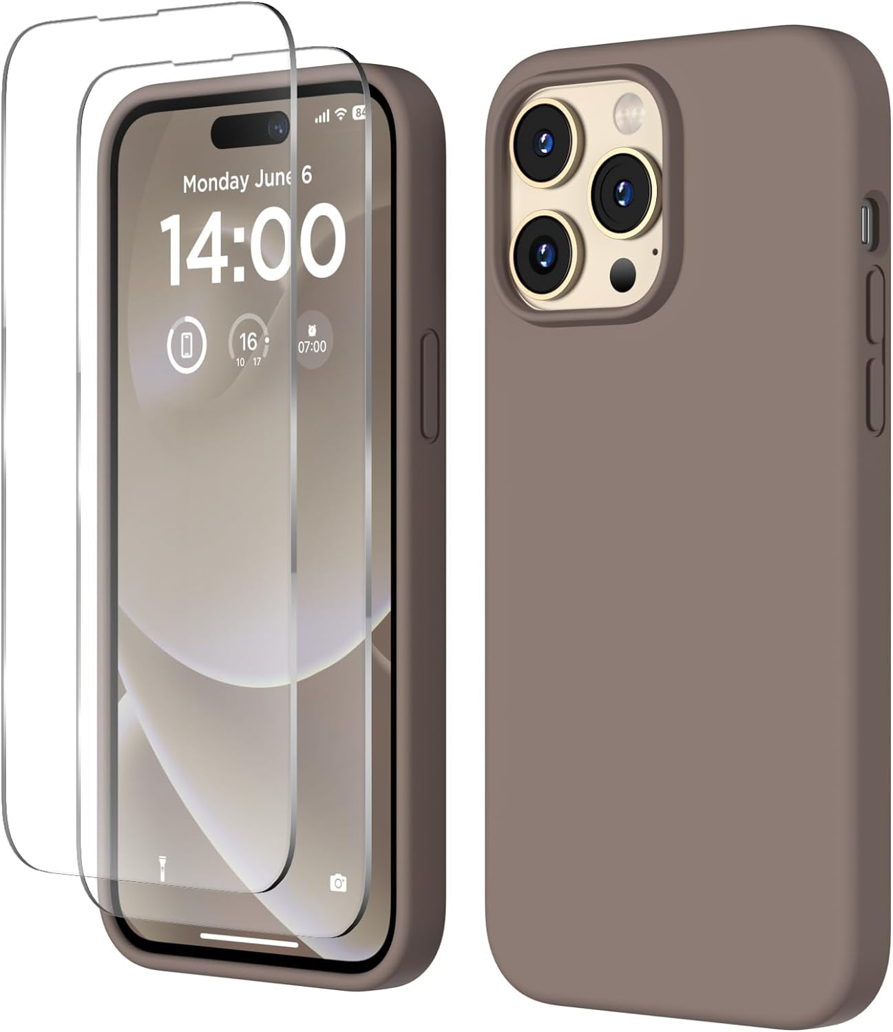 COFFKER Designed for Iphone 14 Pro Max Case, Liquid Silicone Case [2X Screen Protectors], Shockproof Slim Thin Protective Phone Case with Soft Anti-Scratch Microfiber Lining, 6.7 Inch, Calke Green  COFFKER   