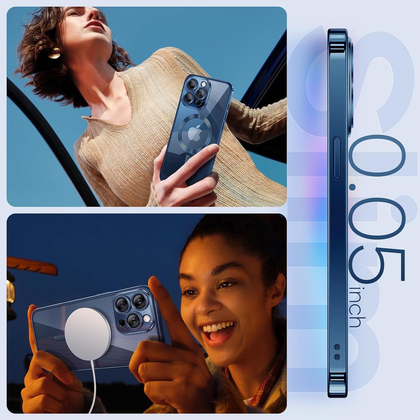 Humixx Magnetic for Iphone 15 Pro Case Clear [Compatible with Magsafe] [No.1 Strong N52 Magnets] [Mil-Grade Shockproof] Dustproof & Non-Yellowing Soft Slim Case for Iphone 15 Pro,Blue  Humixx   