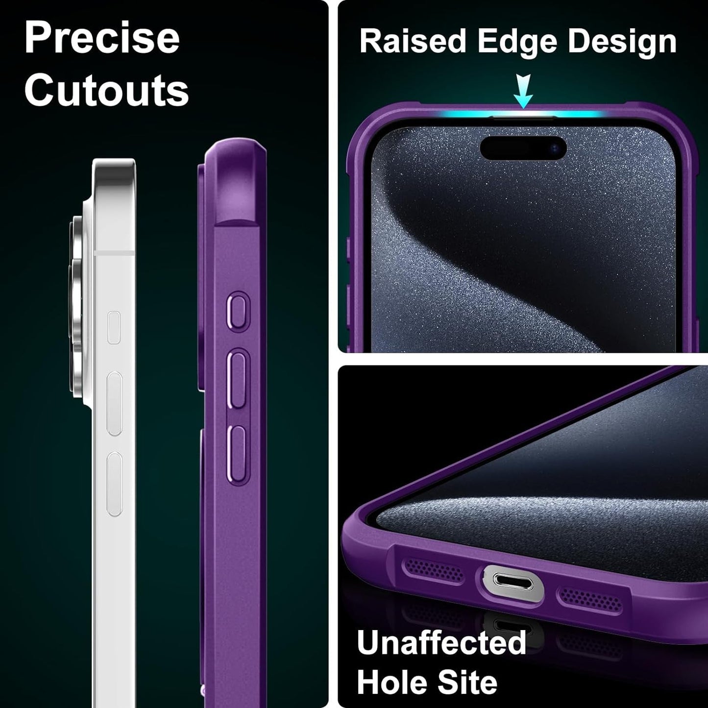 Chaofeng 360° Rotatable Stand for Iphone 15 Pro Case with Magnetic [Military Grade Drop Tested][Adjustable Kickstand] Ring Translucent Slim Hard Back Soft Edge, Purple  CHAOFEnG   