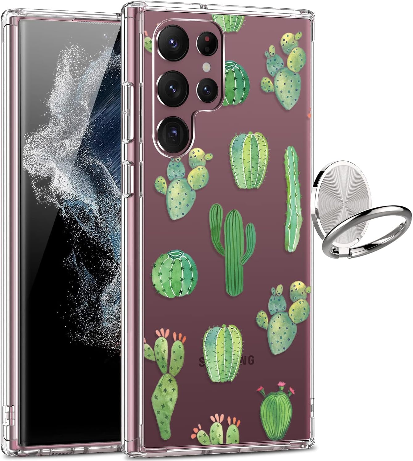 Giika for Galaxy S22 Ultra Case, Clear Girls Women Heavy Duty Shockproof Protective Hard Phone Cover Case for Samsung Galaxy S22 Ultra, Blue Flowers