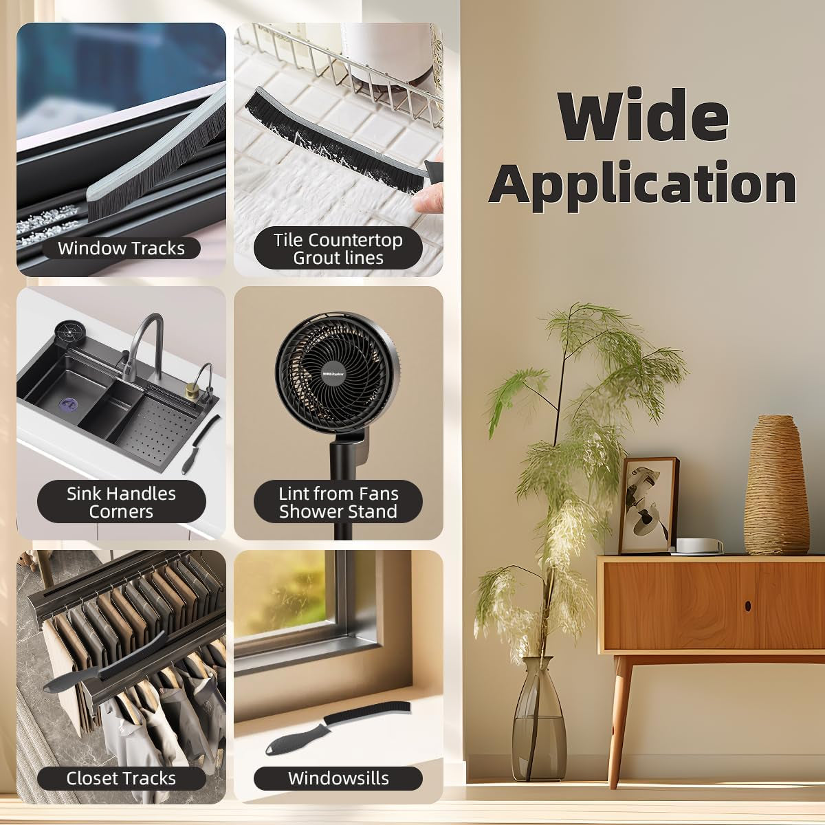 Sxhyf Cleaning Brush - Hard Bristle Crevice Cleaning Brush, Multifunctional Gap Cleaning Scrub Brush, Cleaning Tools for Household Use, Home, Kitchen, Bathroom, Window, Vehicle, Faucets, Toilet, Grout  SXhyf   