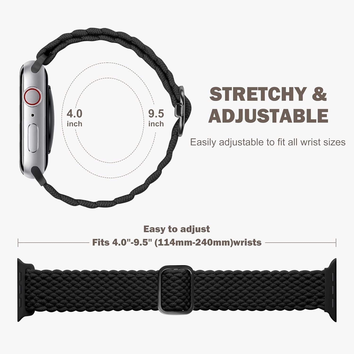 6 Pack Braided Stretchy Bands Compatible with Apple Watch Band 38Mm 40Mm 41Mm 42Mm 44Mm 45Mm 49Mm Women Men, Adjustable Soft Nylon Strap for Iwatch Series 9 8 7 6 5 4 3 2 1 SE Ultra/Ultra 2