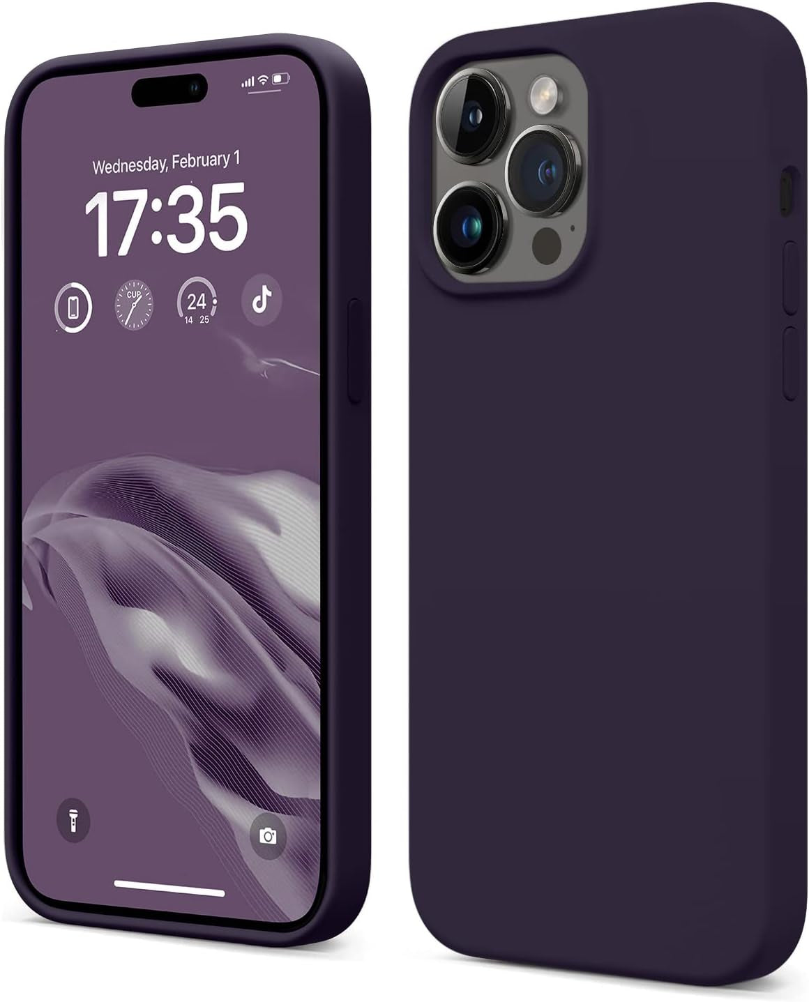 AOTESIER Compatible with Iphone 14 Pro Case, [Upgraded Liquid Silicone] [Soft Anti-Scratch Microfiber Lining] Shockproof Full Body Protective Phone Case for Iphone 14 Pro,6.1 Inch - Azure Blue  AOTESIER Elderberry  