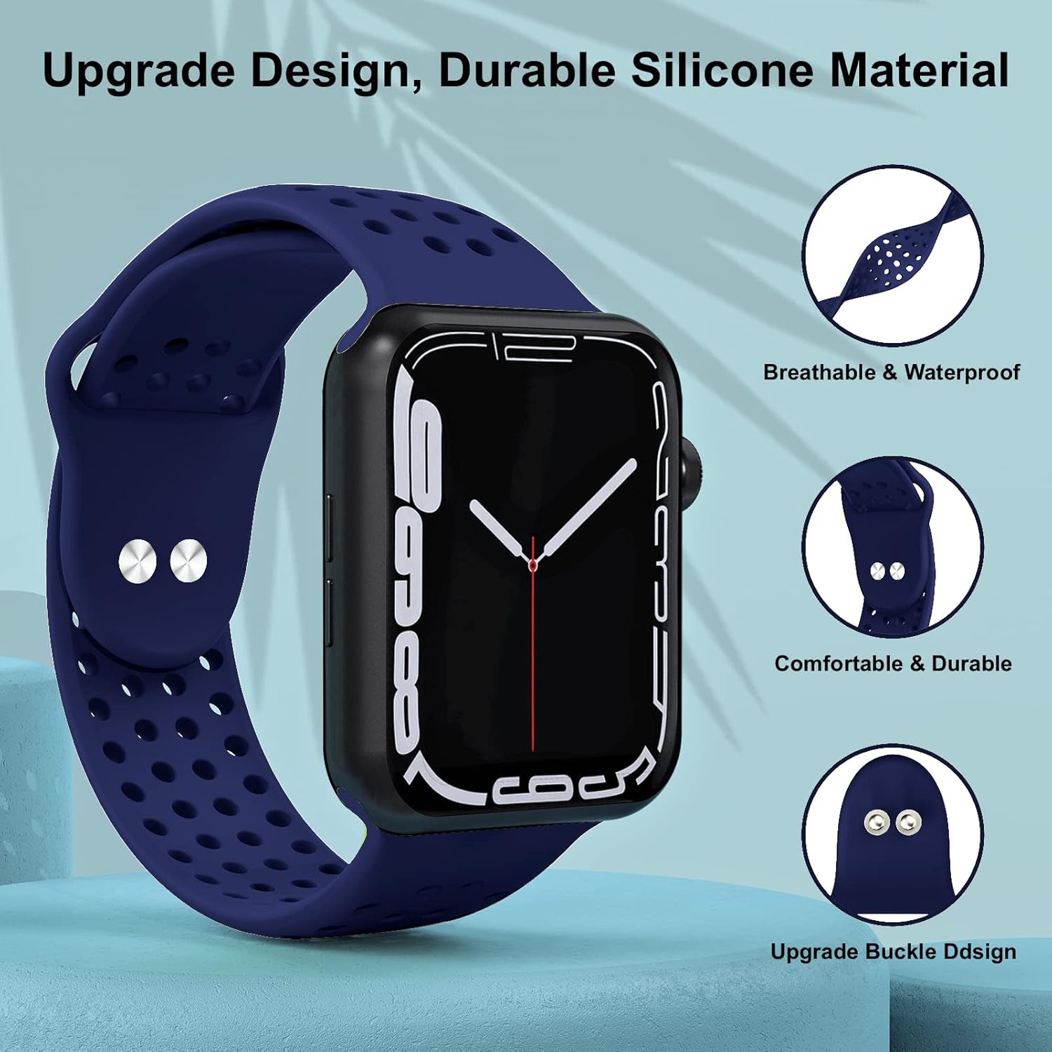 6 Pack Sport Bands Compatible for Apple Watch Bands 49Mm 45Mm 44Mm 42Mm 41Mm 40Mm 38Mm,Breathable Soft Silicone Sport Women Men Replacement Strap Compatible for Iwatch Series 9 Ultra2/Ultra 8 7 6 5 4 3 2 1 SE