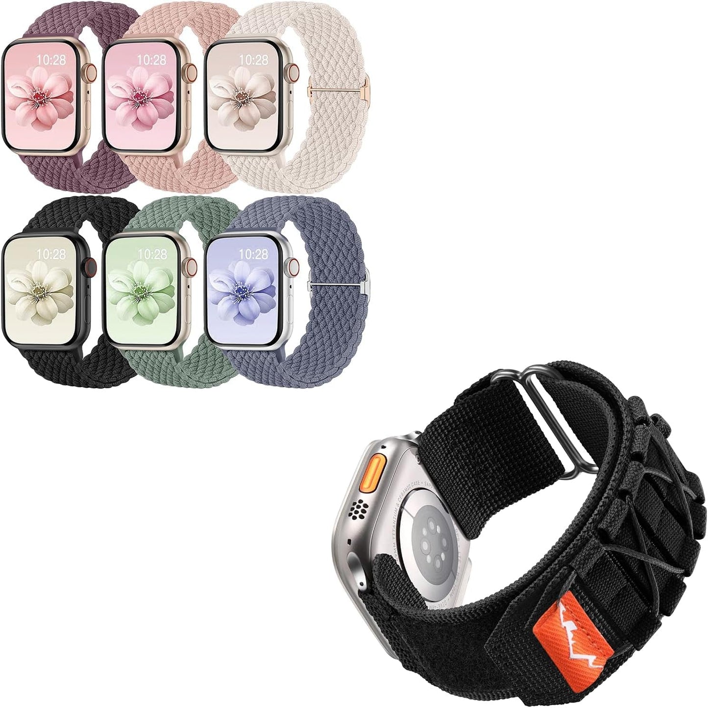 Bands Compatible with Apple Watch Band 38Mm 40Mm 41Mm 42Mm 44Mm 45Mm 49Mm Women Men, Adjustable Soft Nylon Strap for Iwatch Series 9 8 7 6 5 4 3 2 1 SE Ultra/Ultra 2