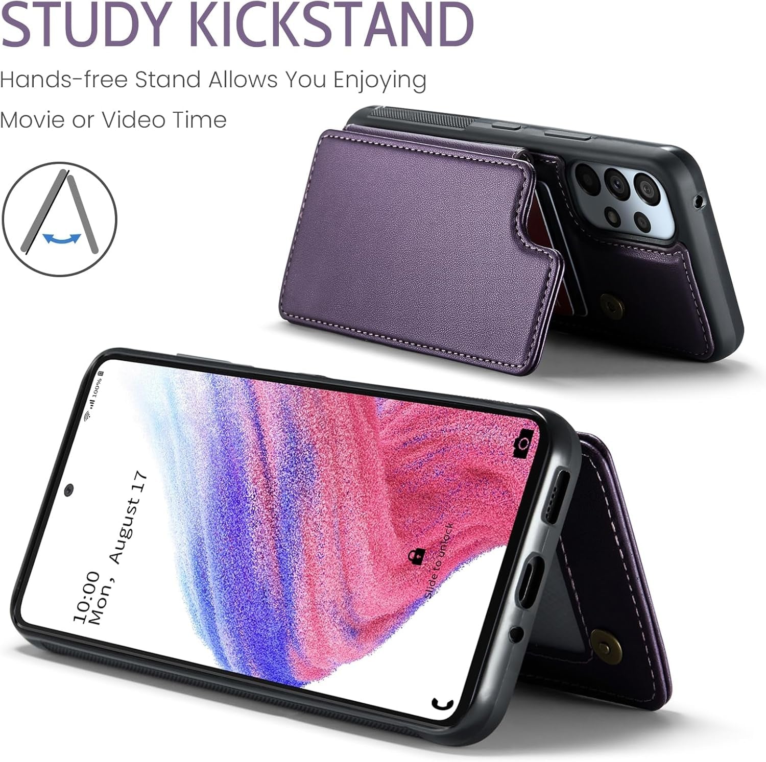 Asuwish Phone Case for Samsung Galaxy A53 5G Wallet Cover with Screen Protector and RFID Blocking PU Leather Credit Card Holder Stand Cell Accessories a 53 G5 53A SM A536U 6.5" 2022 Women Men Purple