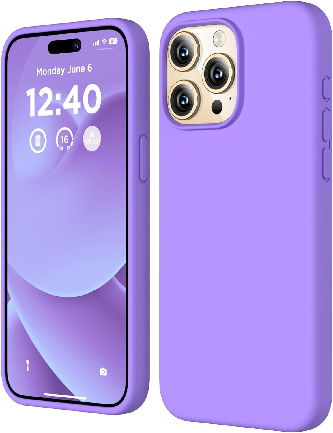 COFFKER Compatible with Iphone 15 Pro Case, Liquid Silicone Case, Full Body Shockproof Protective Cover Slim Thin Phone Case with Soft Anti-Scratch Microfiber Lining, 6.1 Inch-Orange  COFFKER Purple  
