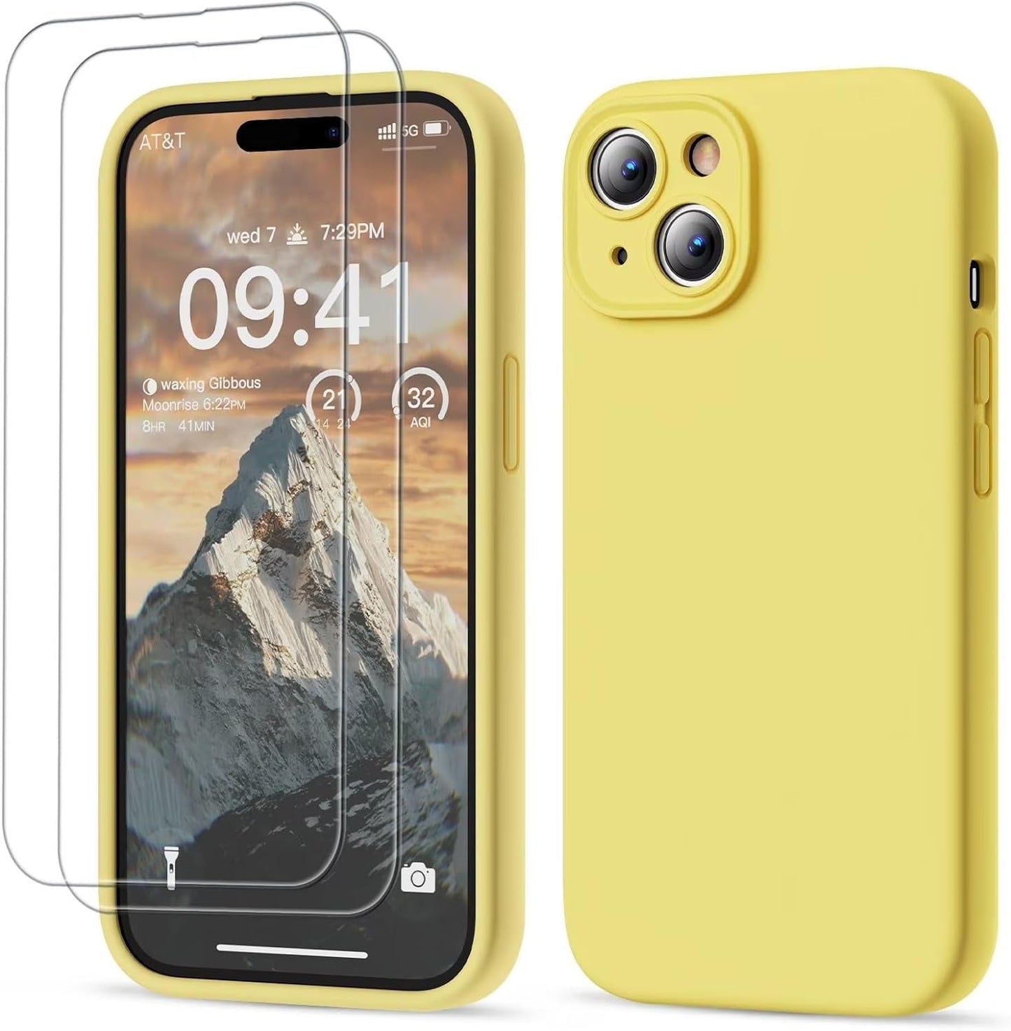 GOODVISH Compatible with Iphone 15 Pro Case, Silicone Upgraded [Enhanced Camera Protection] Phone Case with [2 Screen Protectors], Soft Anti-Scratch Microfiber Lining Inside, 6.1 Inch, Brown  GOODVISH Yellow Iphone 15, 6.1" 